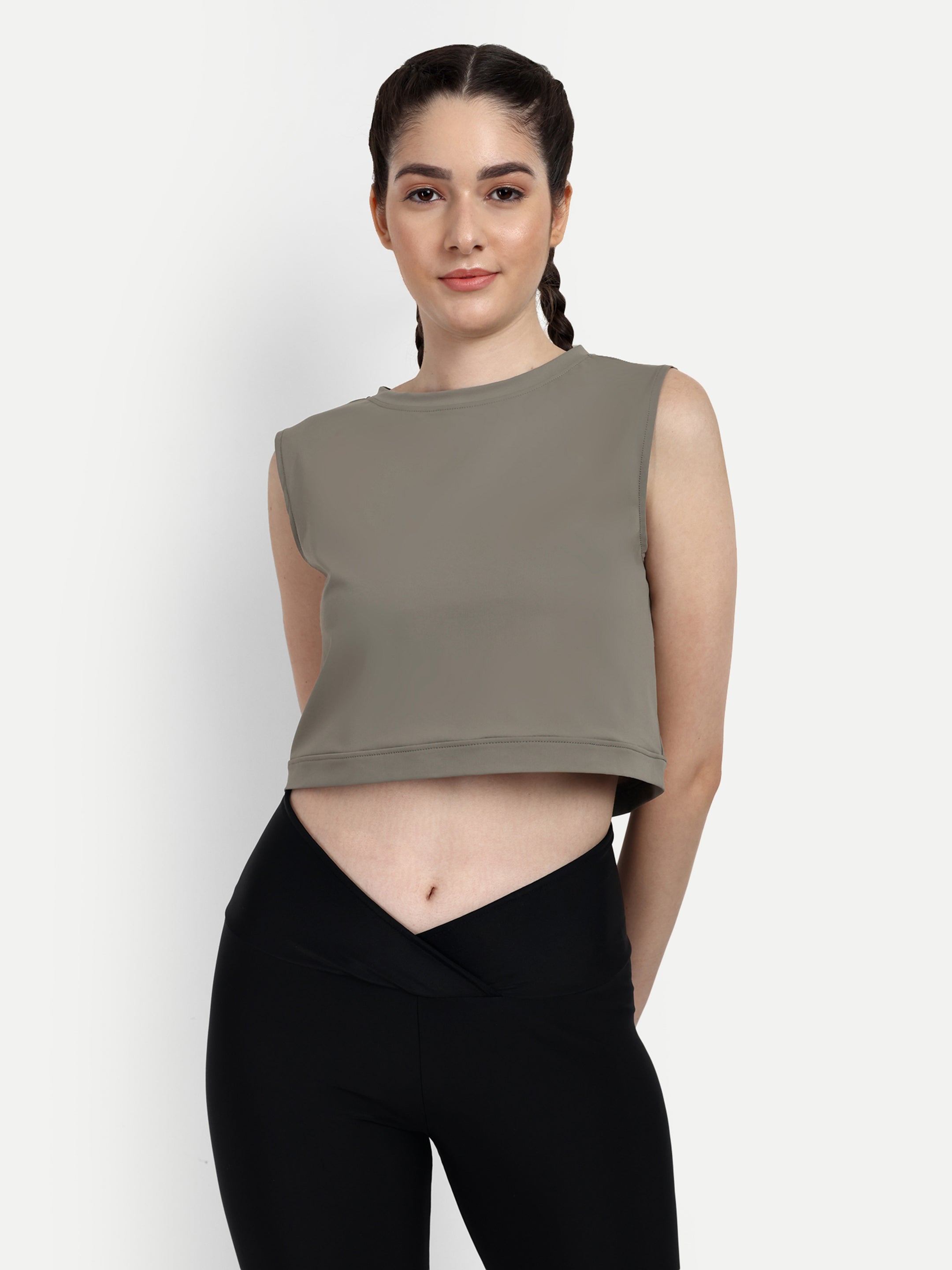 Cropped Tank With Back Cutout & Frill Detail