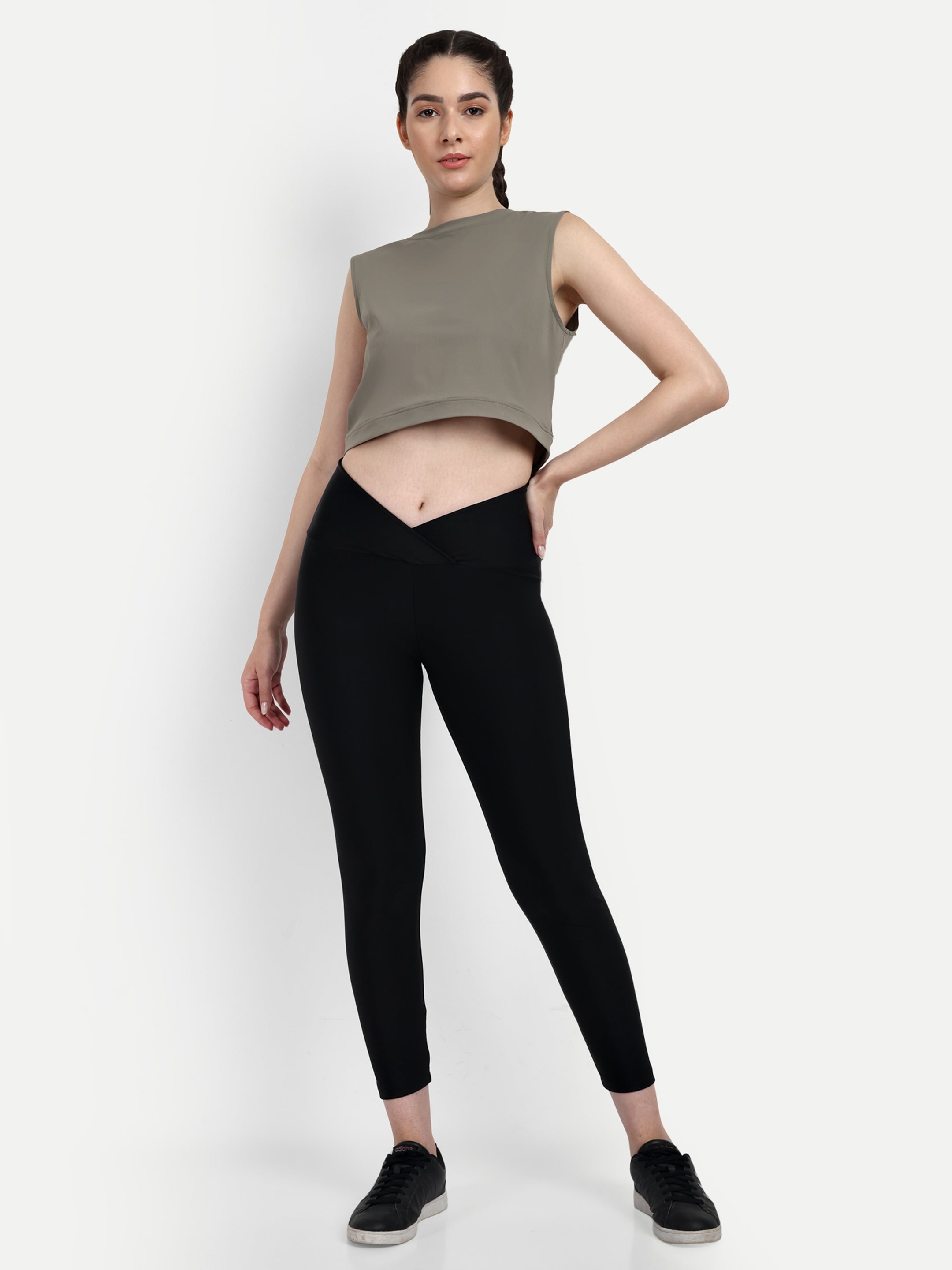 Cropped Tank With Back Cutout & Frill Detail