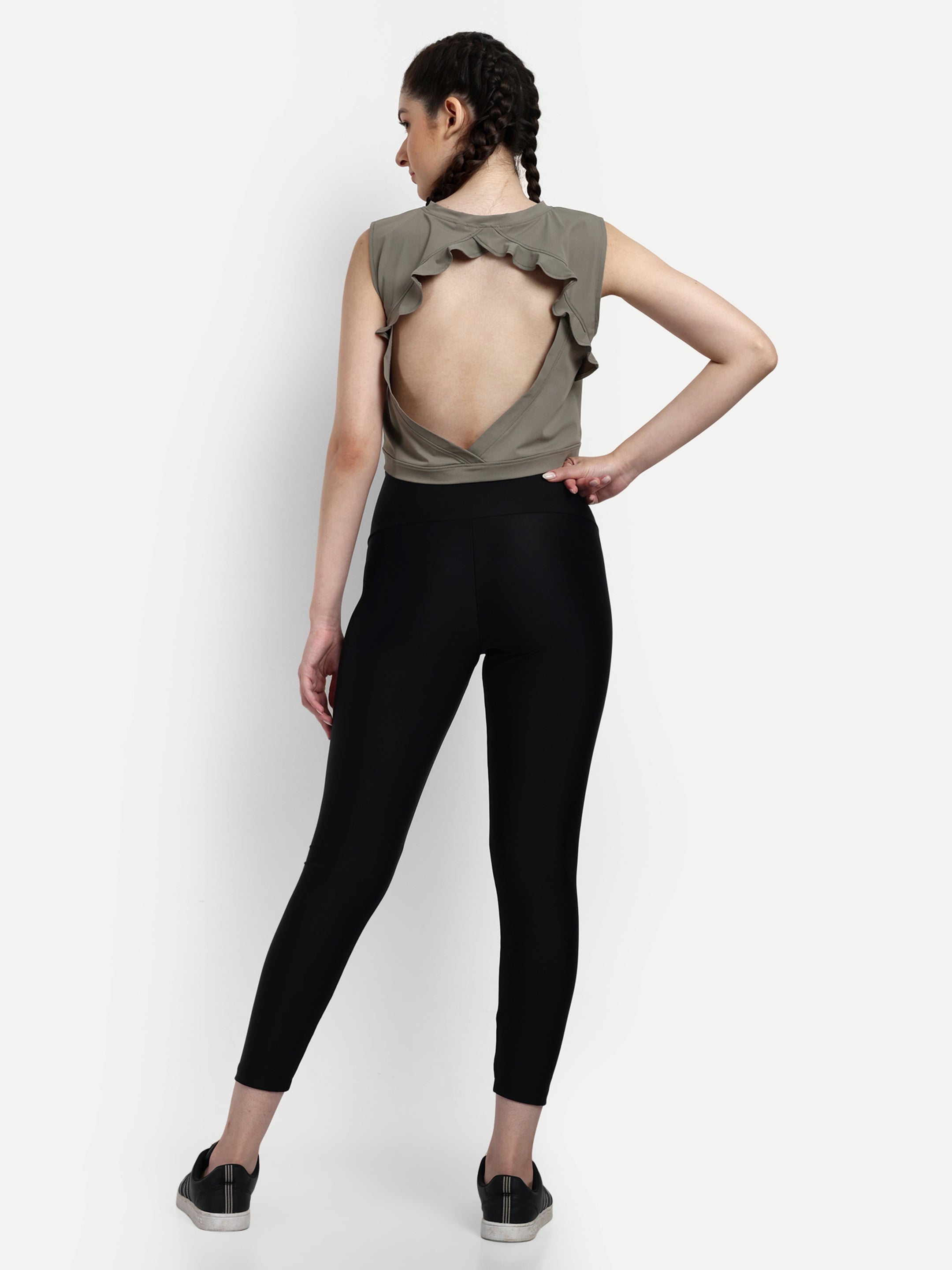 Cropped Tank With Back Cutout & Frill Detail