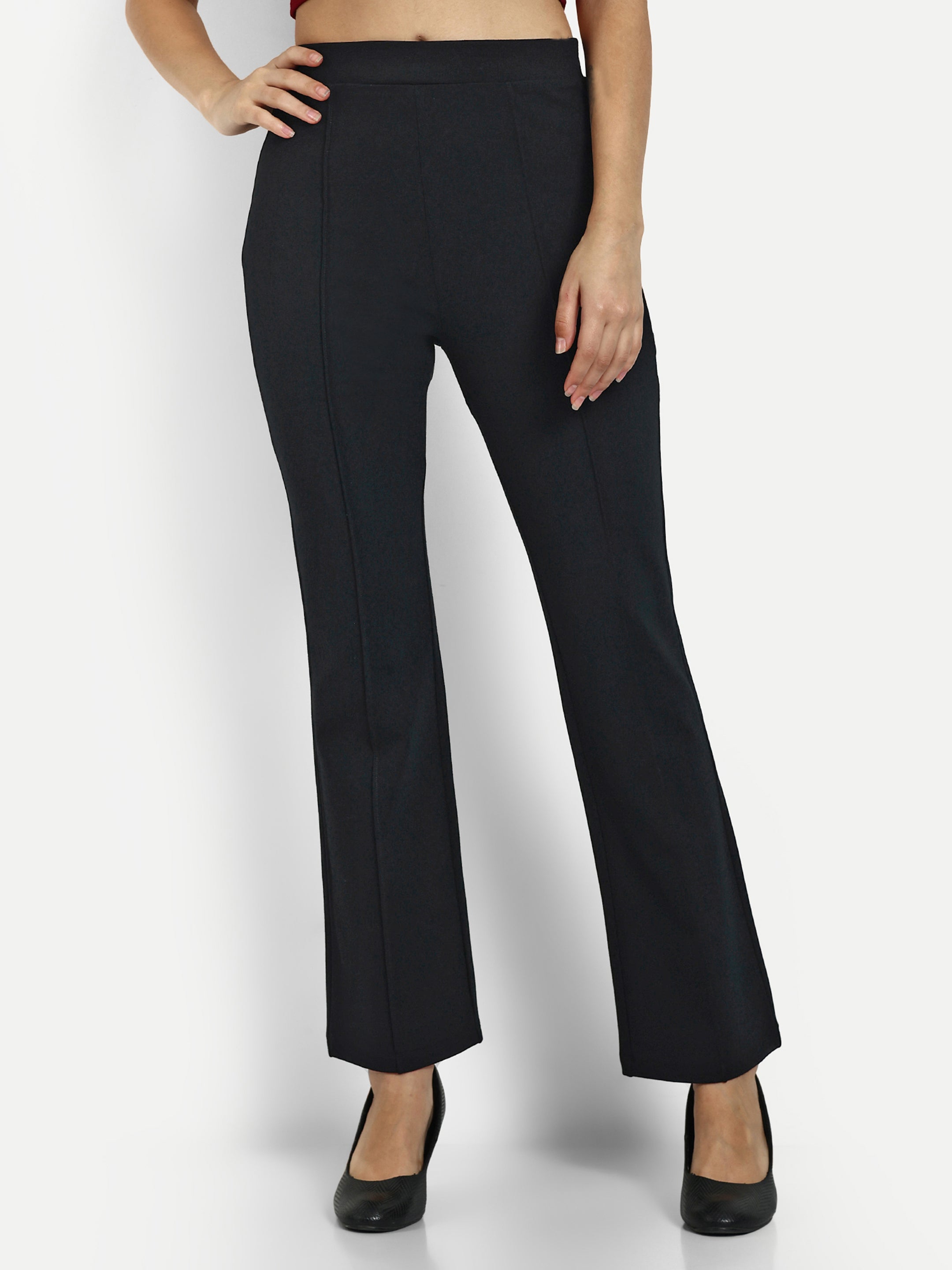 PONTE  WIDE LEG PANTS WITH PINTUCK