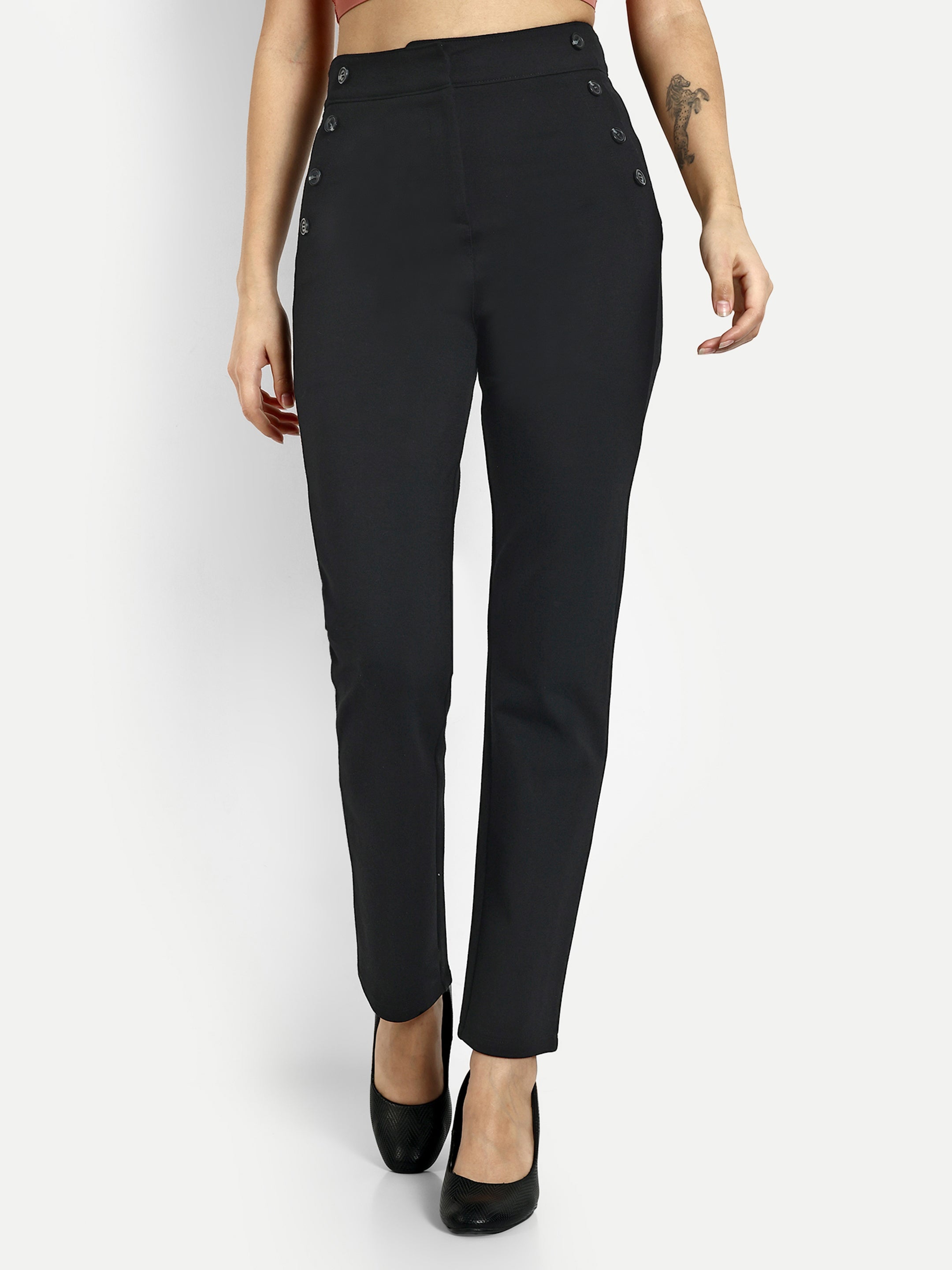 Ponte Straight Pants - Black