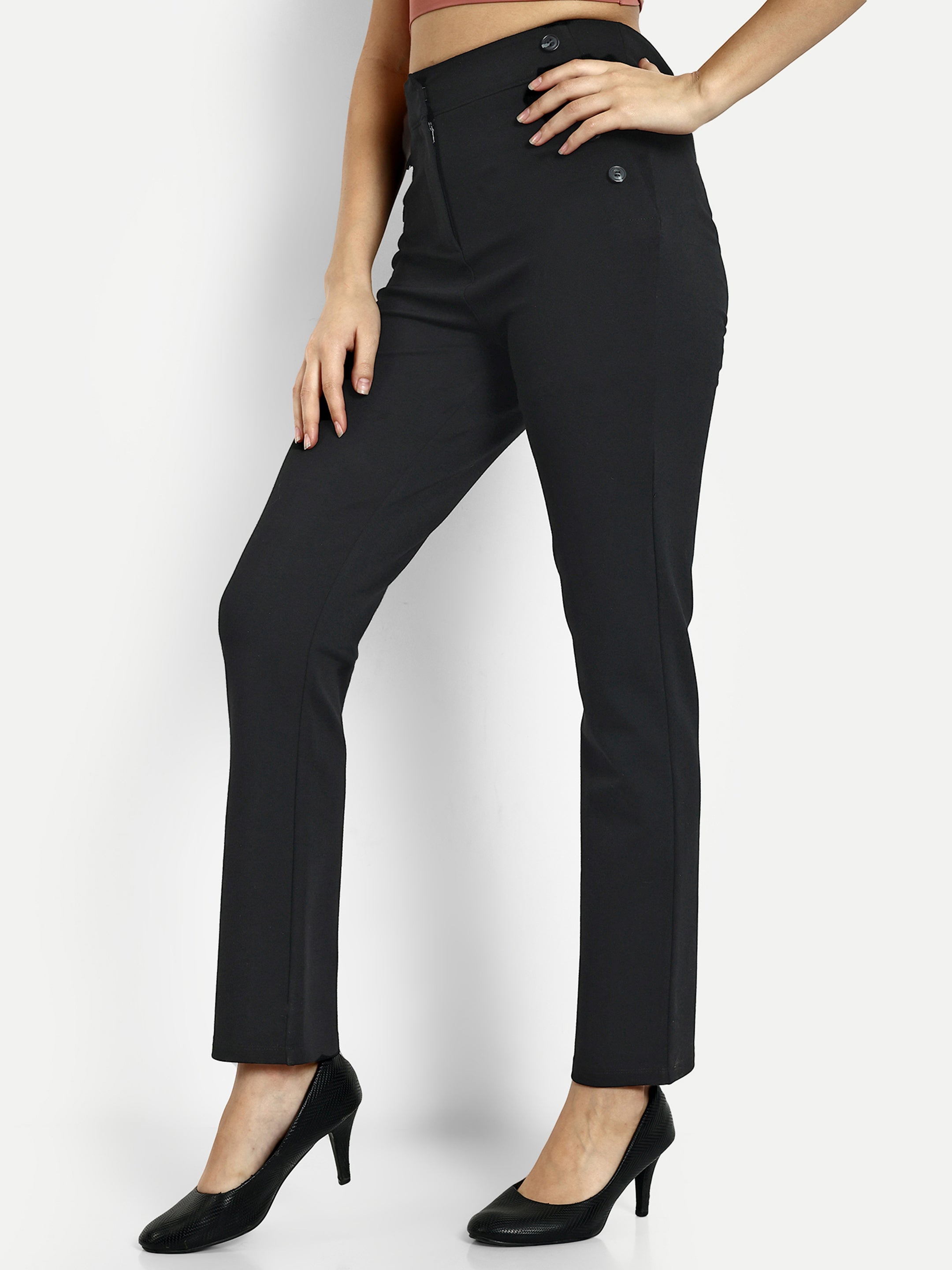 Ponte Straight Pants - Black