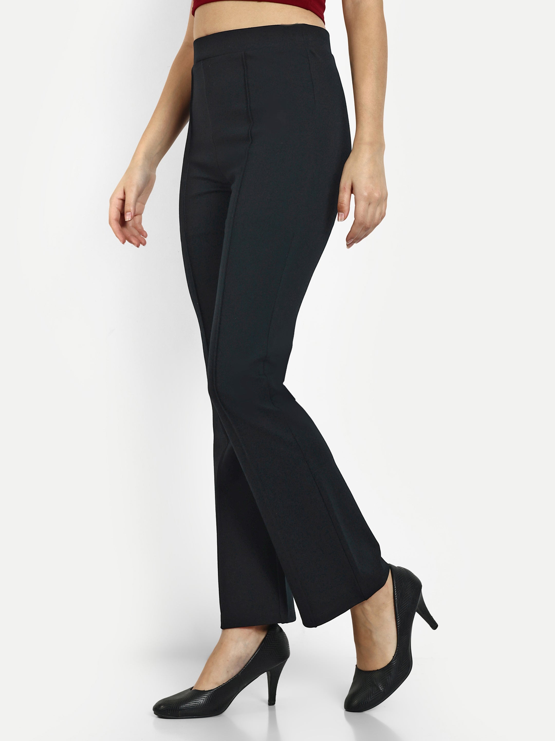 PONTE  WIDE LEG PANTS WITH PINTUCK