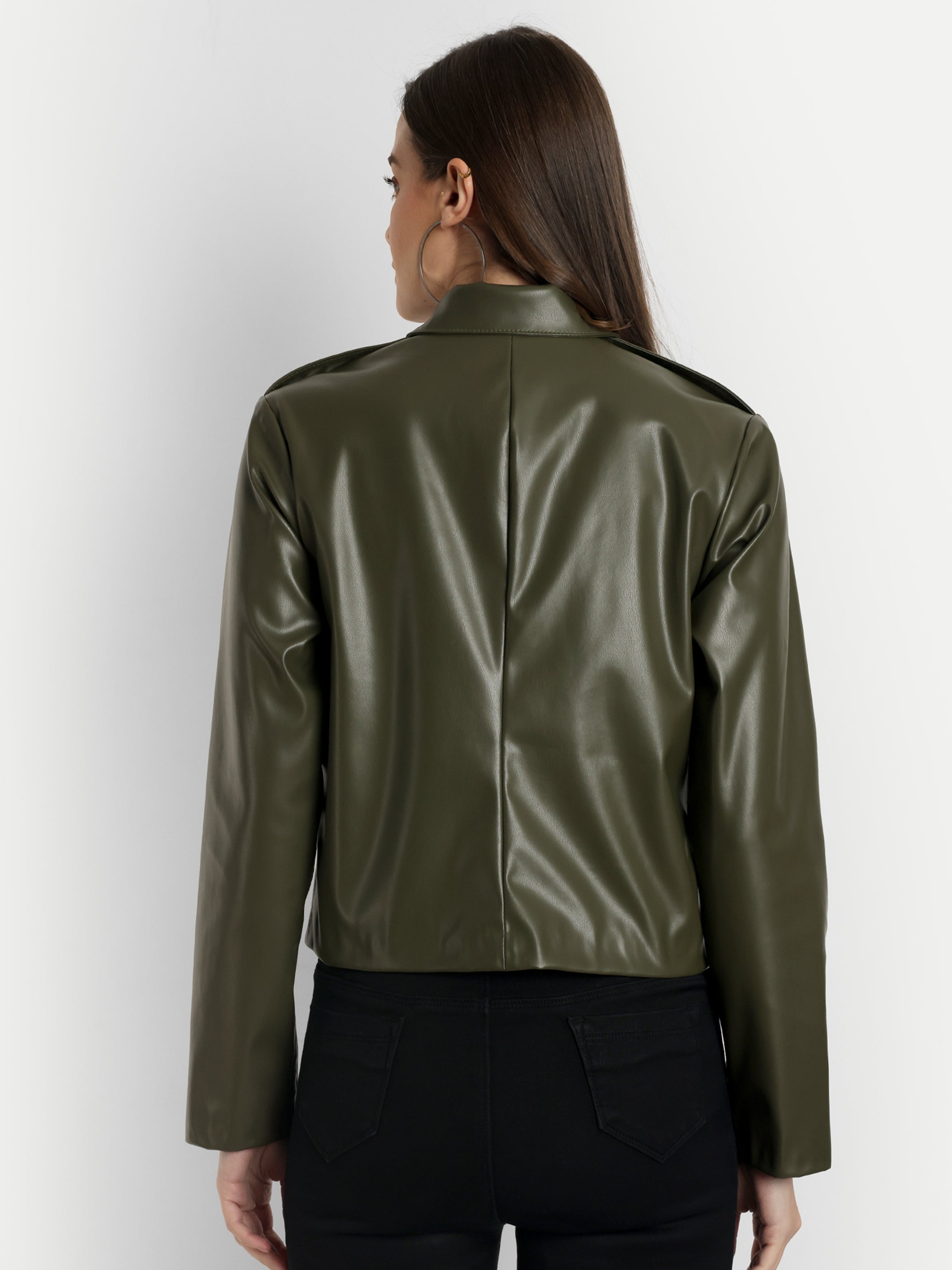 FAUX LEATHER JACKET - GREEN