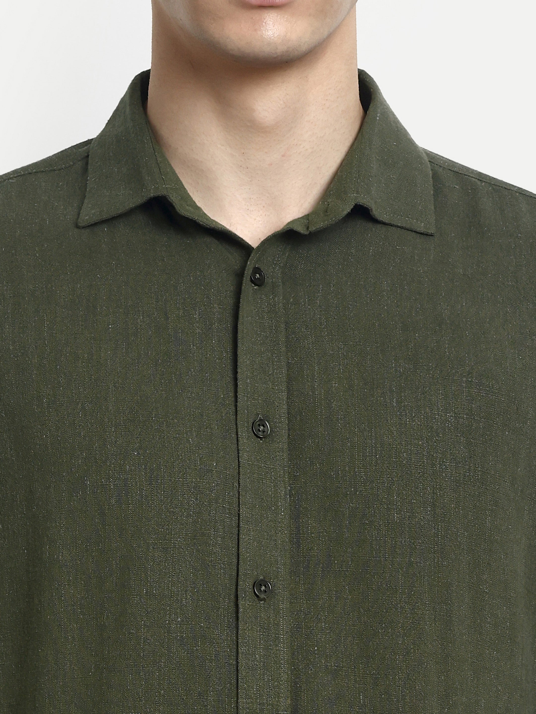 BUTTON-DOWN COLLAR SHIRT-OLIVE