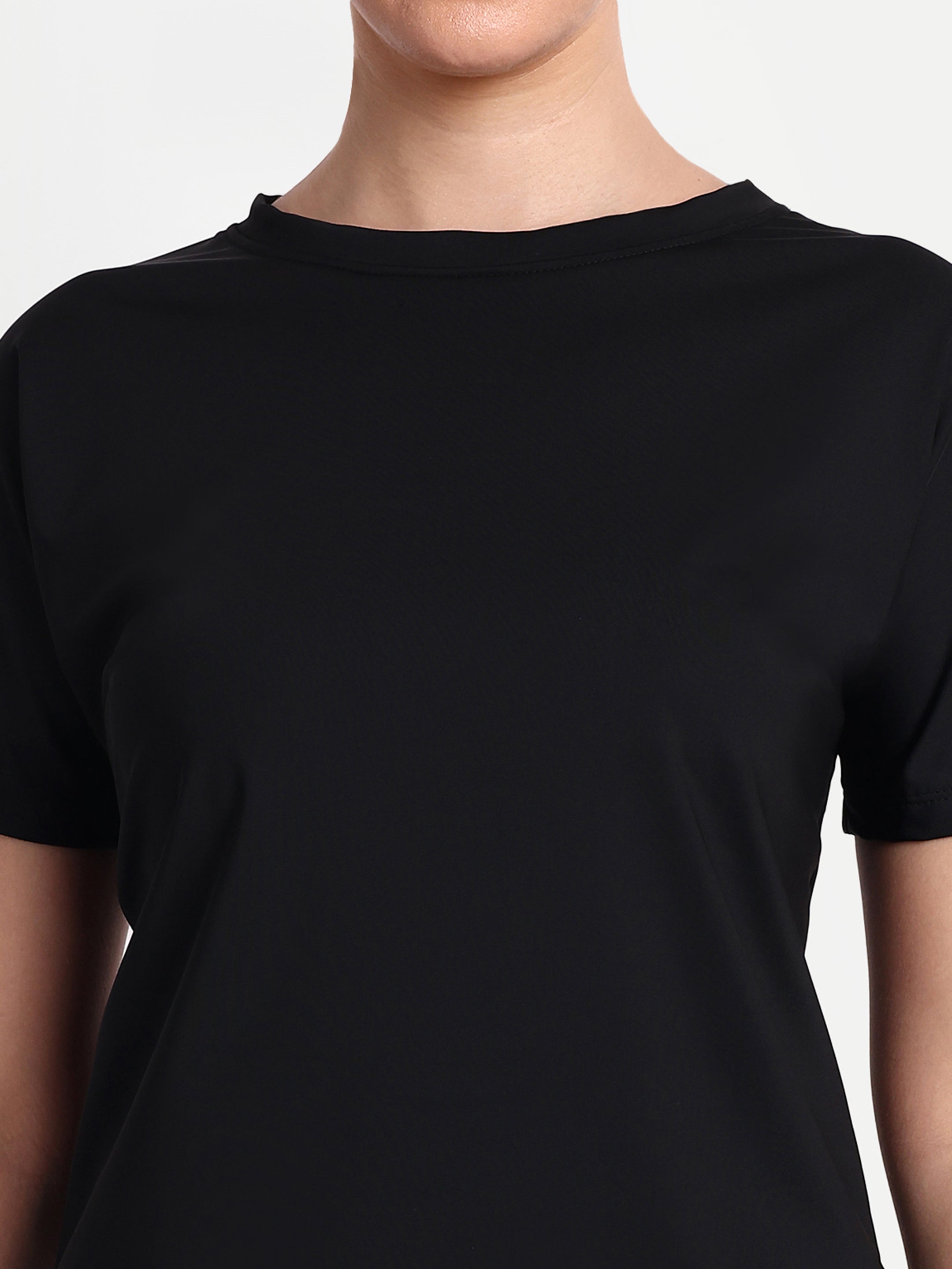 T-Shirt With Back Overlap Mesh Panel