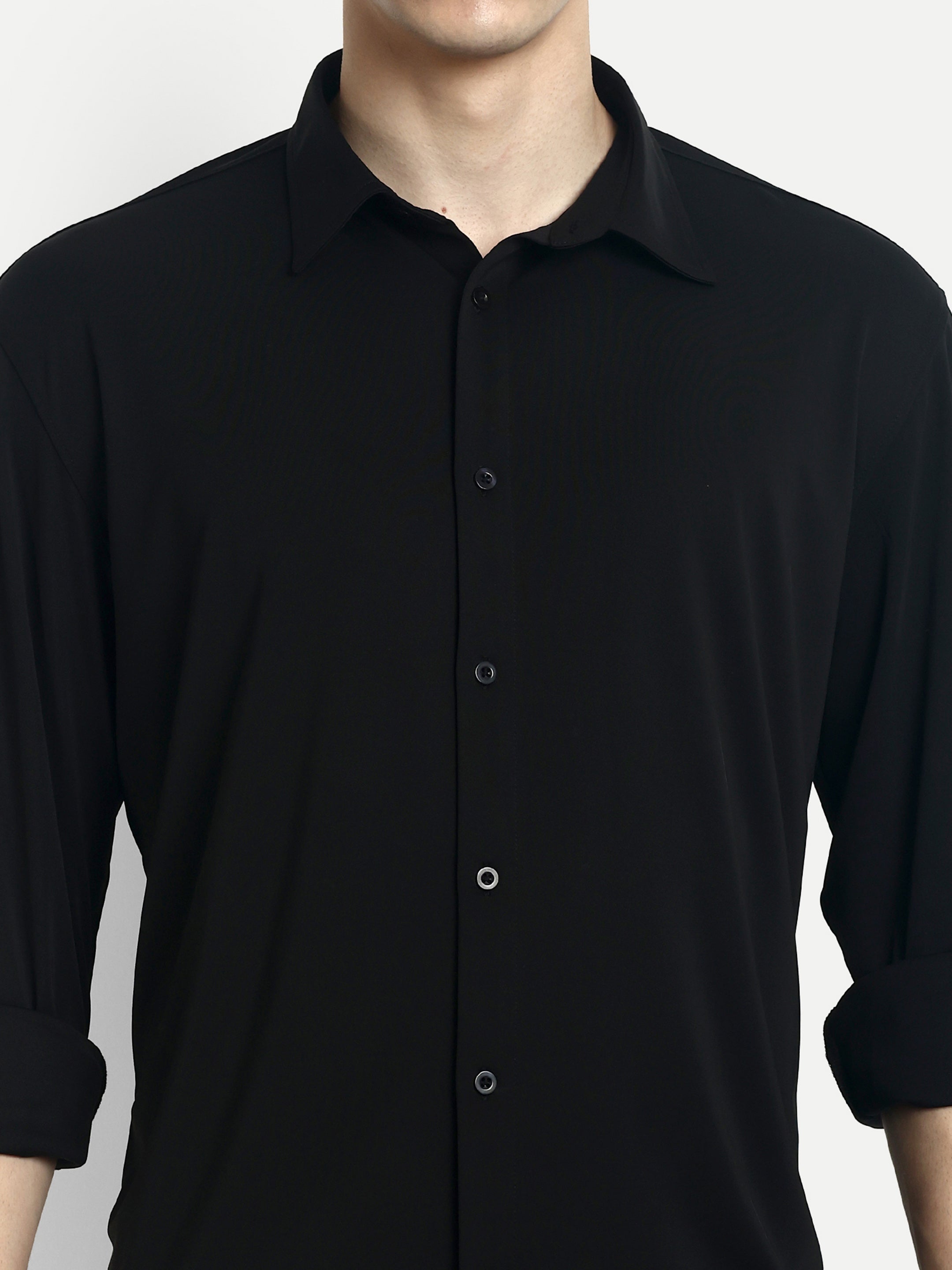 BUTTON-DOWN COLLAR SHIRT-BLACK