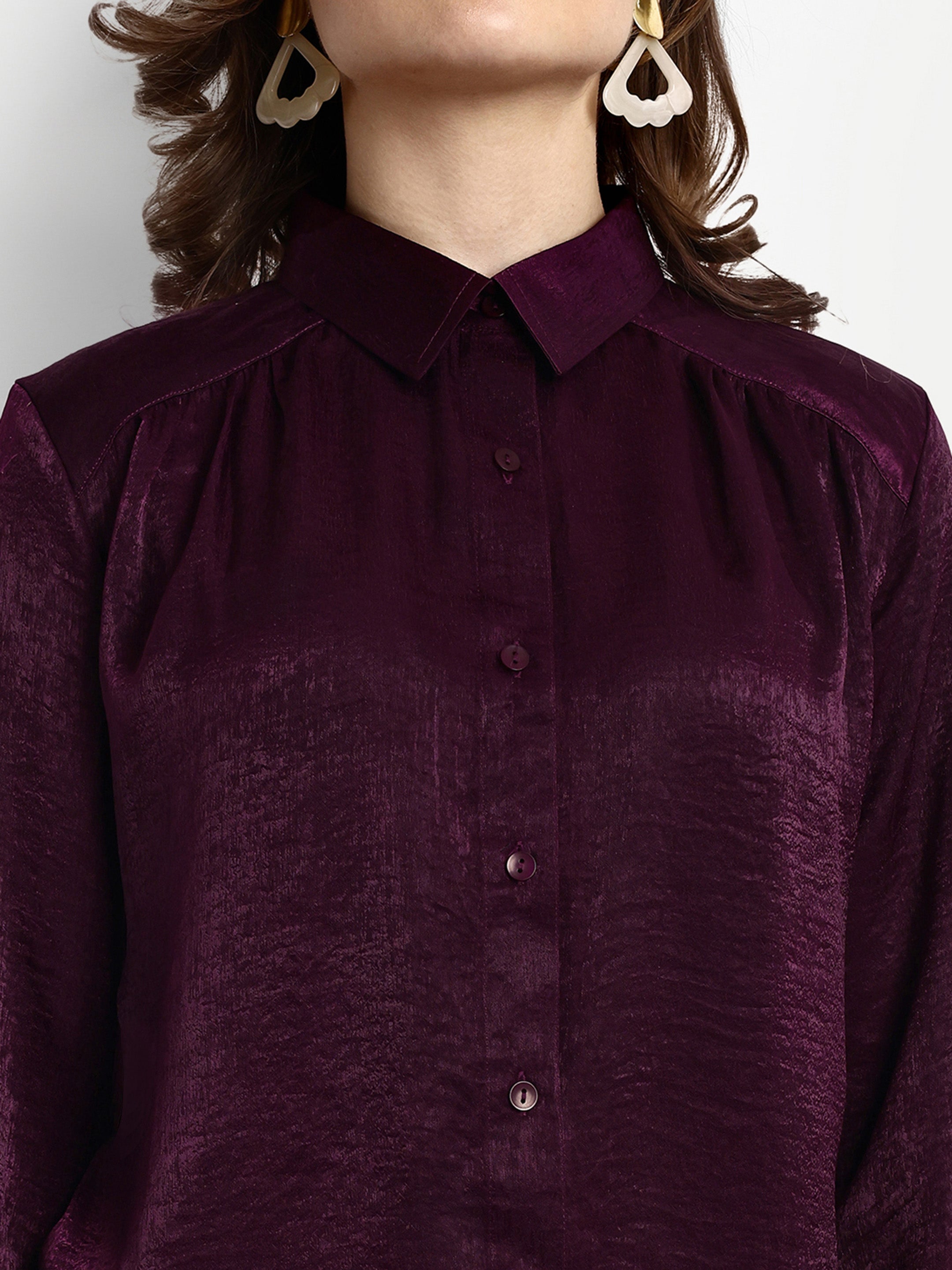 Wine Button Down Shirt