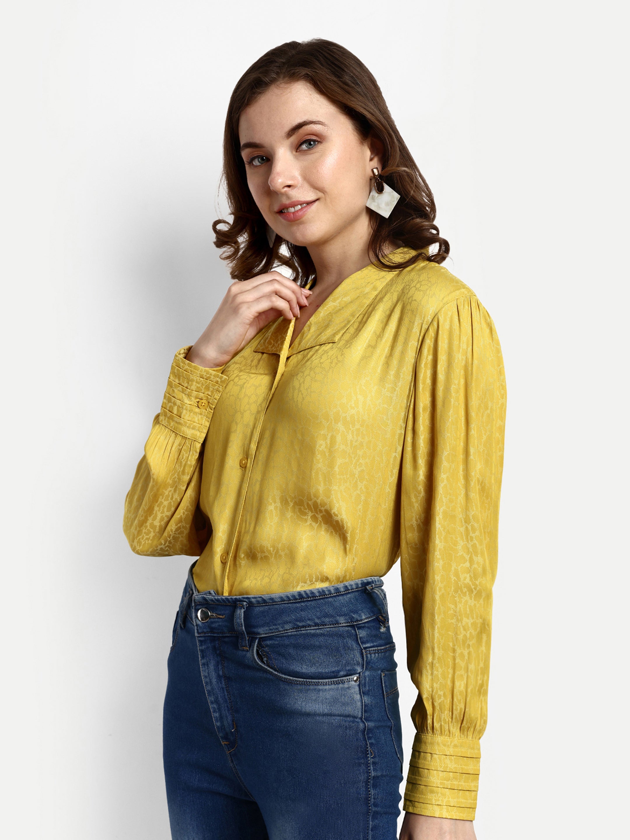 Ivory Button Down Shirt - Yellow