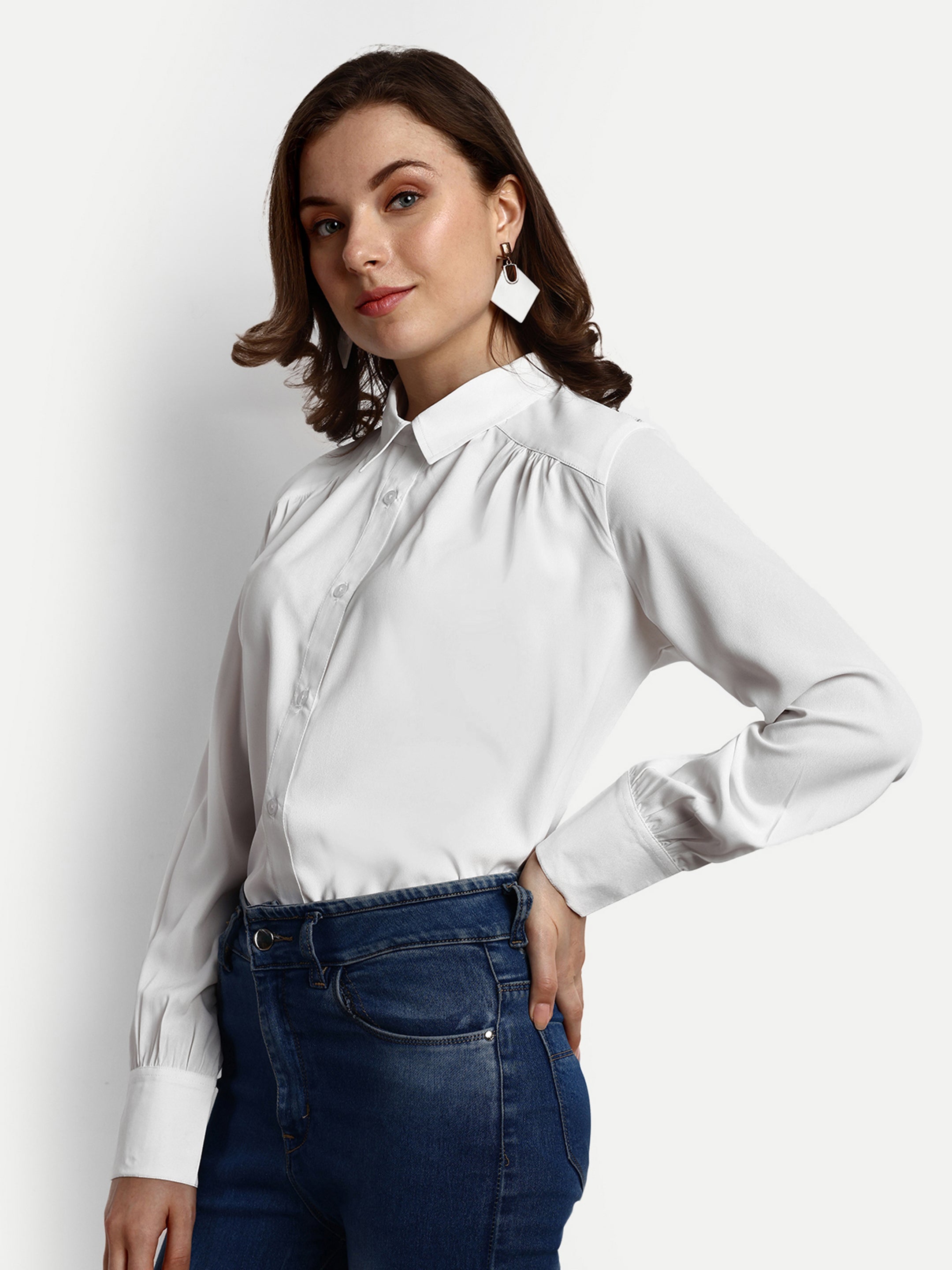 Ivory Button Down Shirt - White