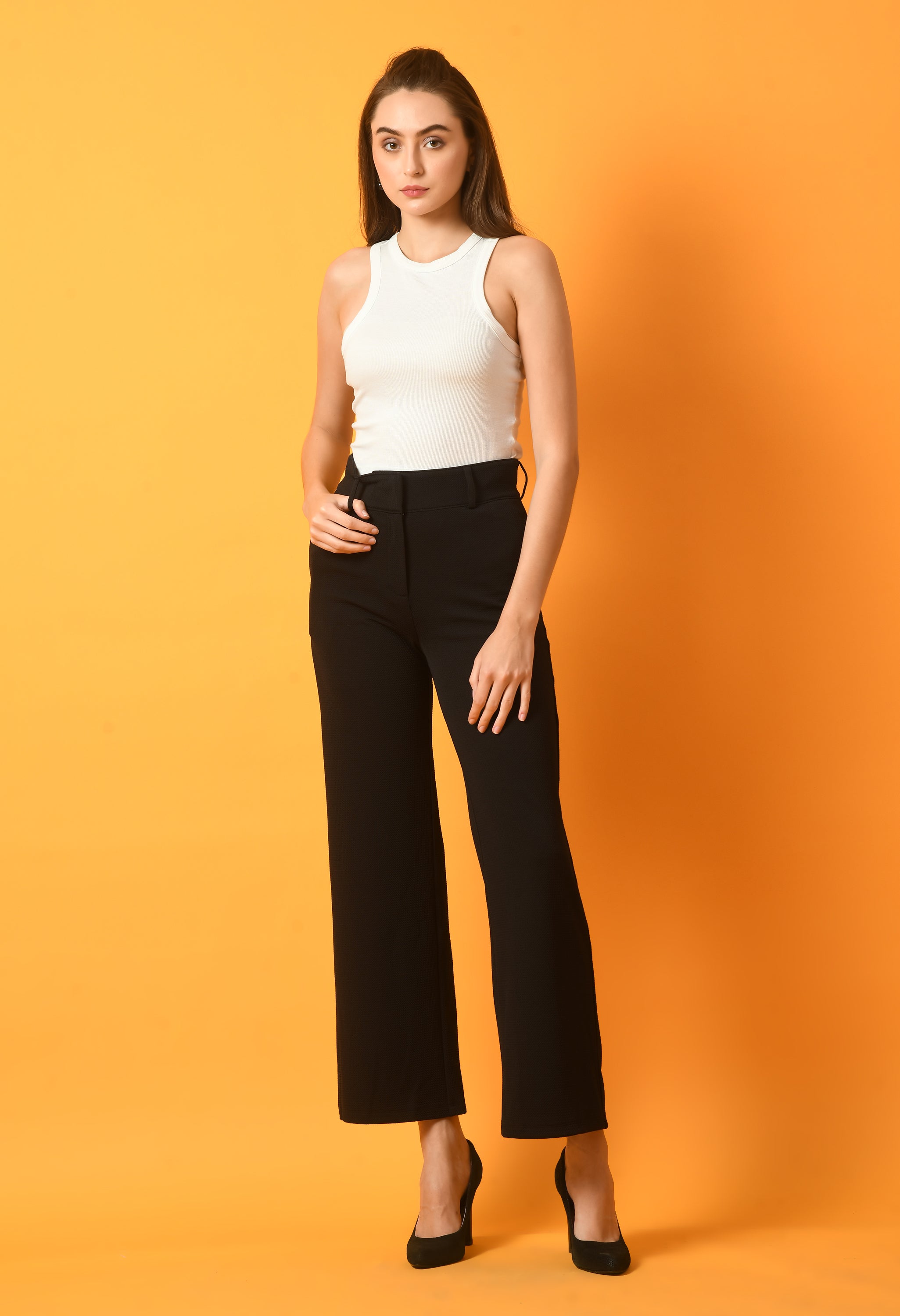 Black High Waist Women Trouser