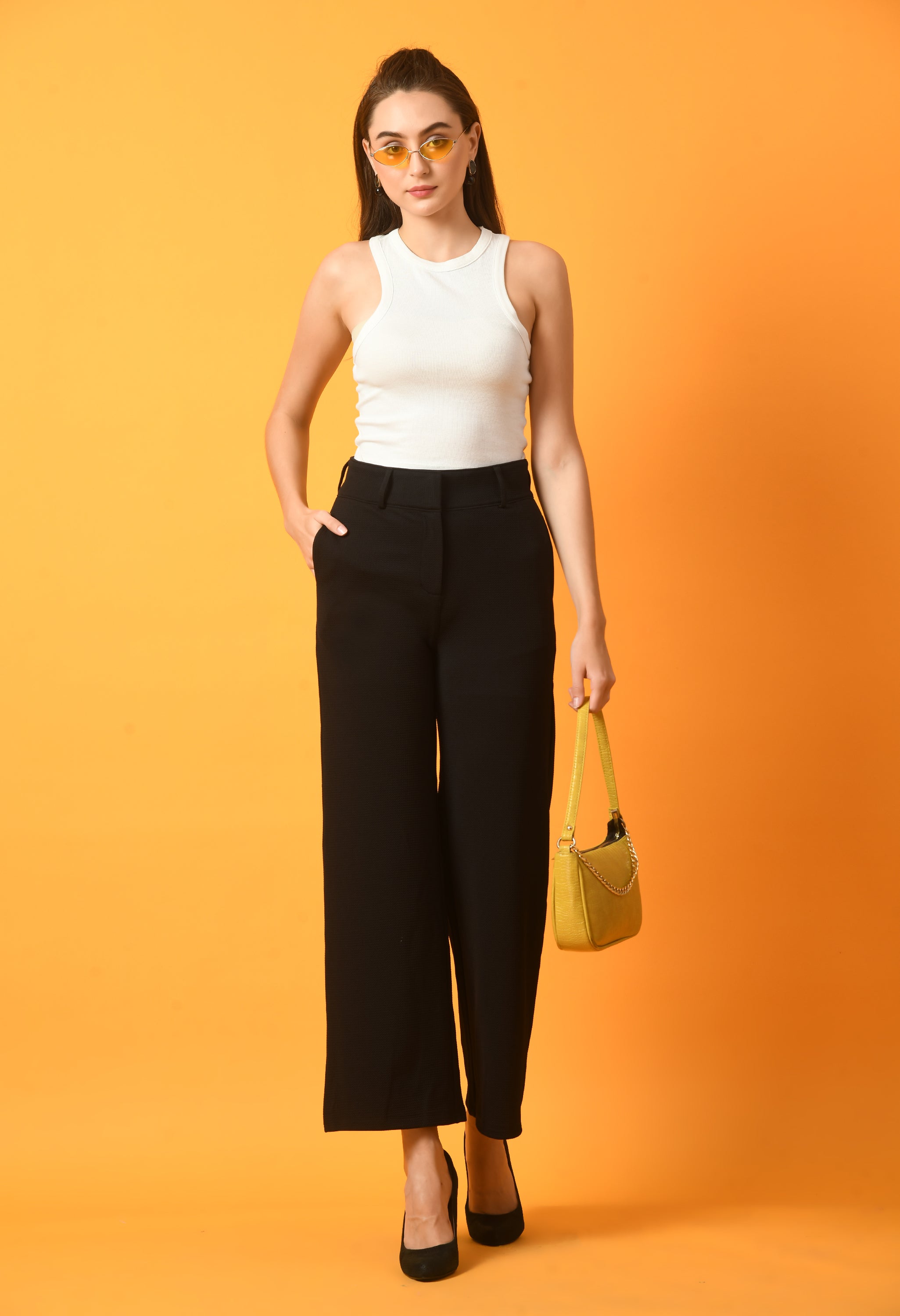 Black High Waist Women Trouser