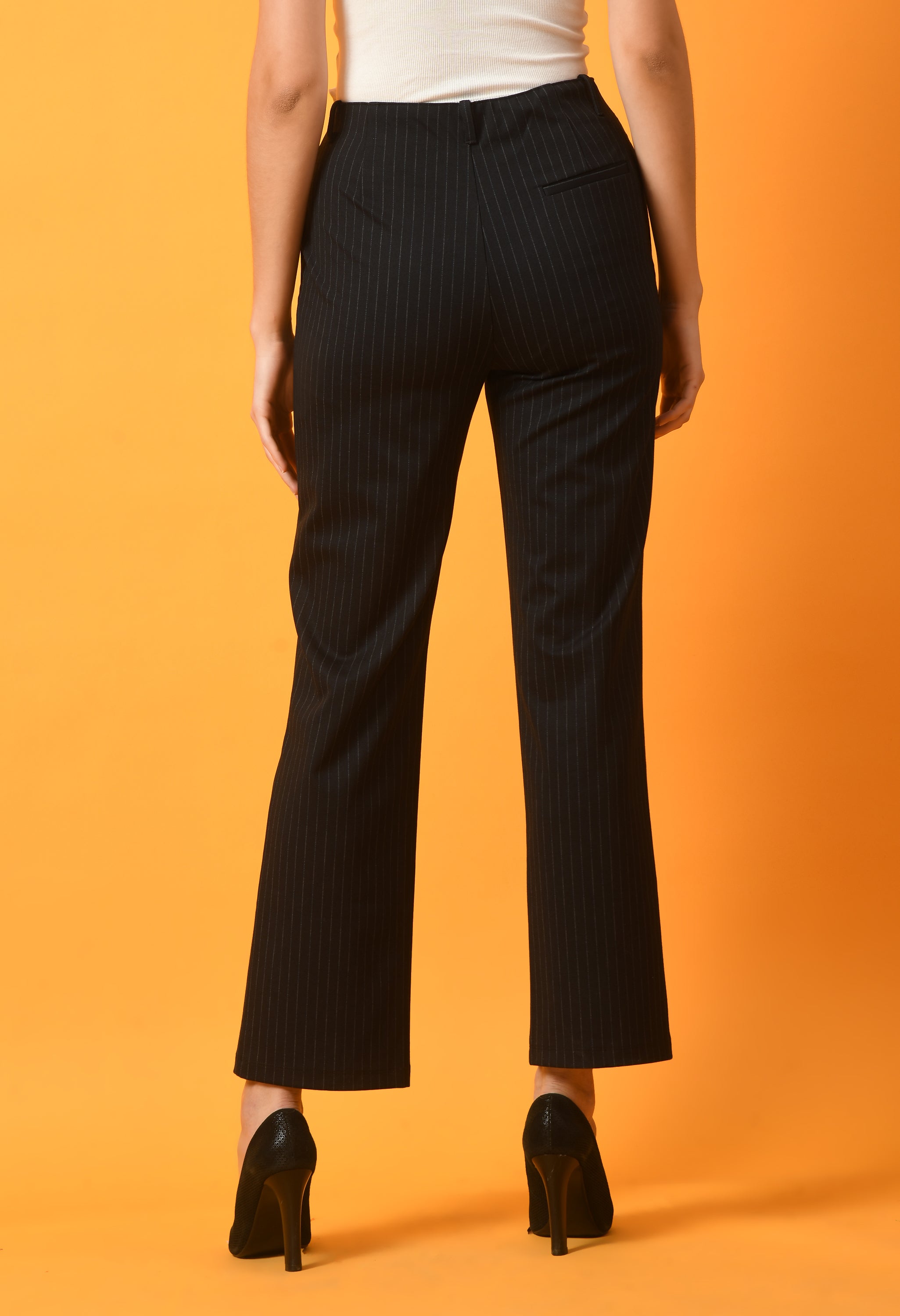 Women High Rise Stripe Trouser