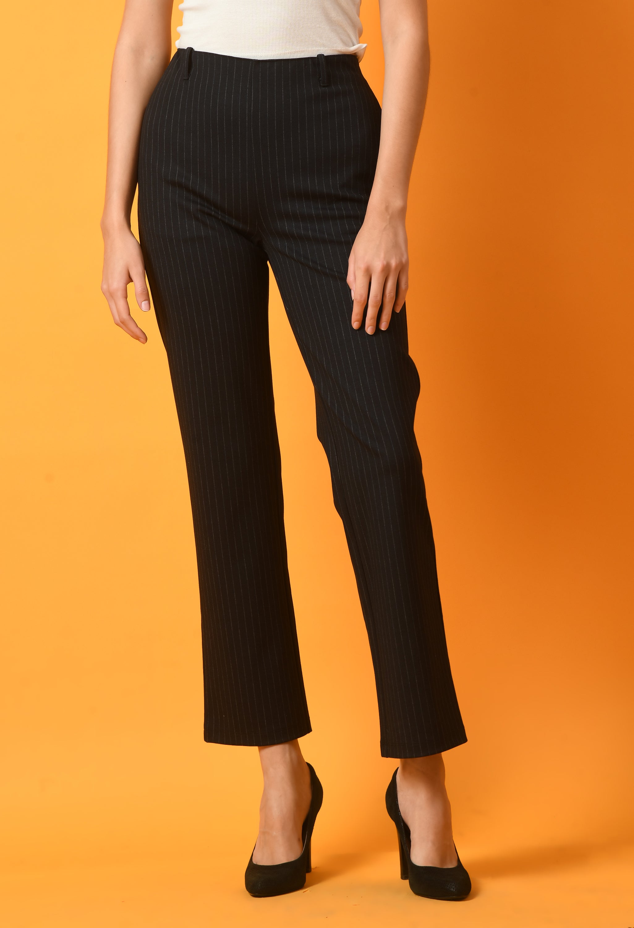 Women High Rise Stripe Trouser