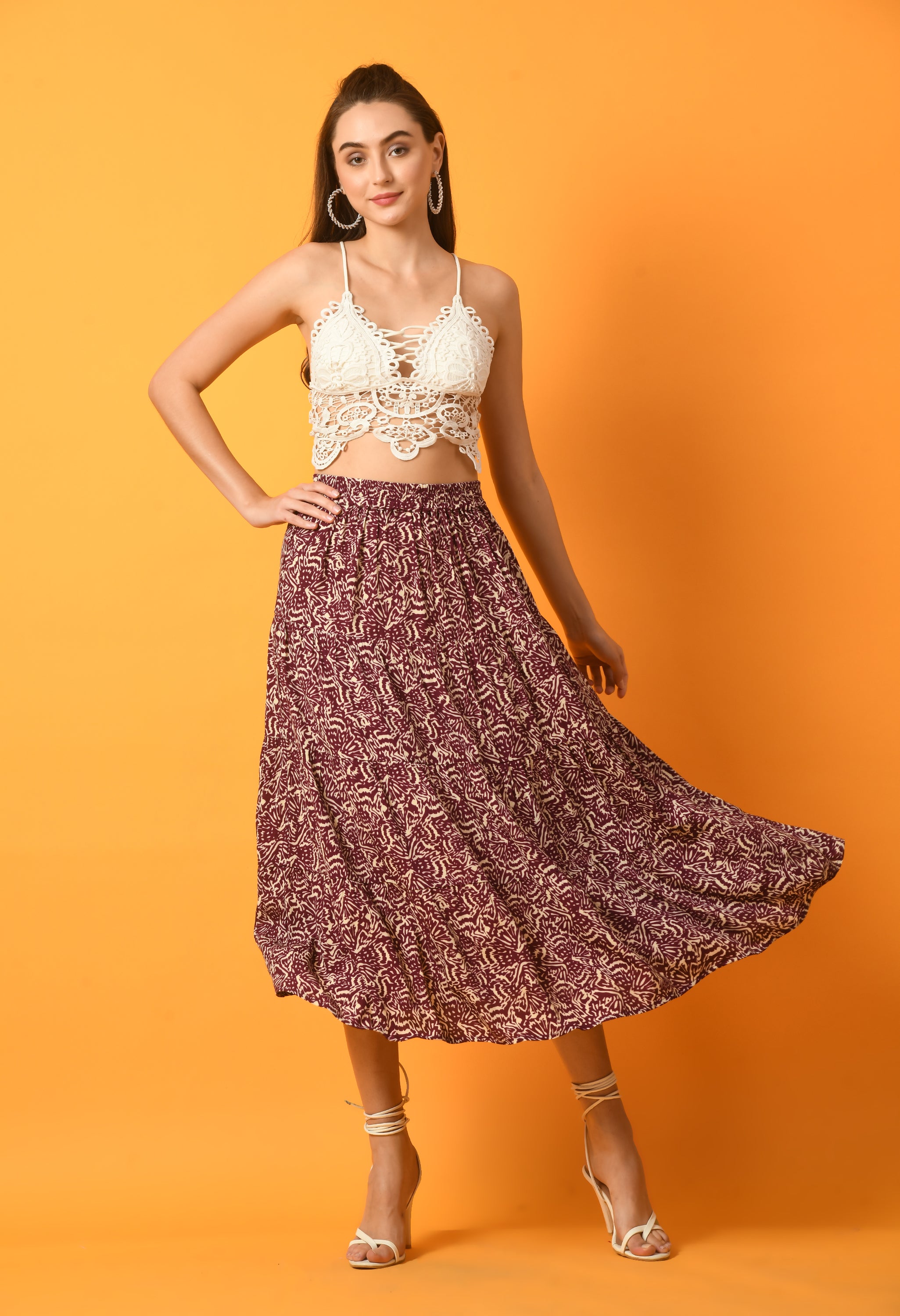 Printed Tiered Skirt