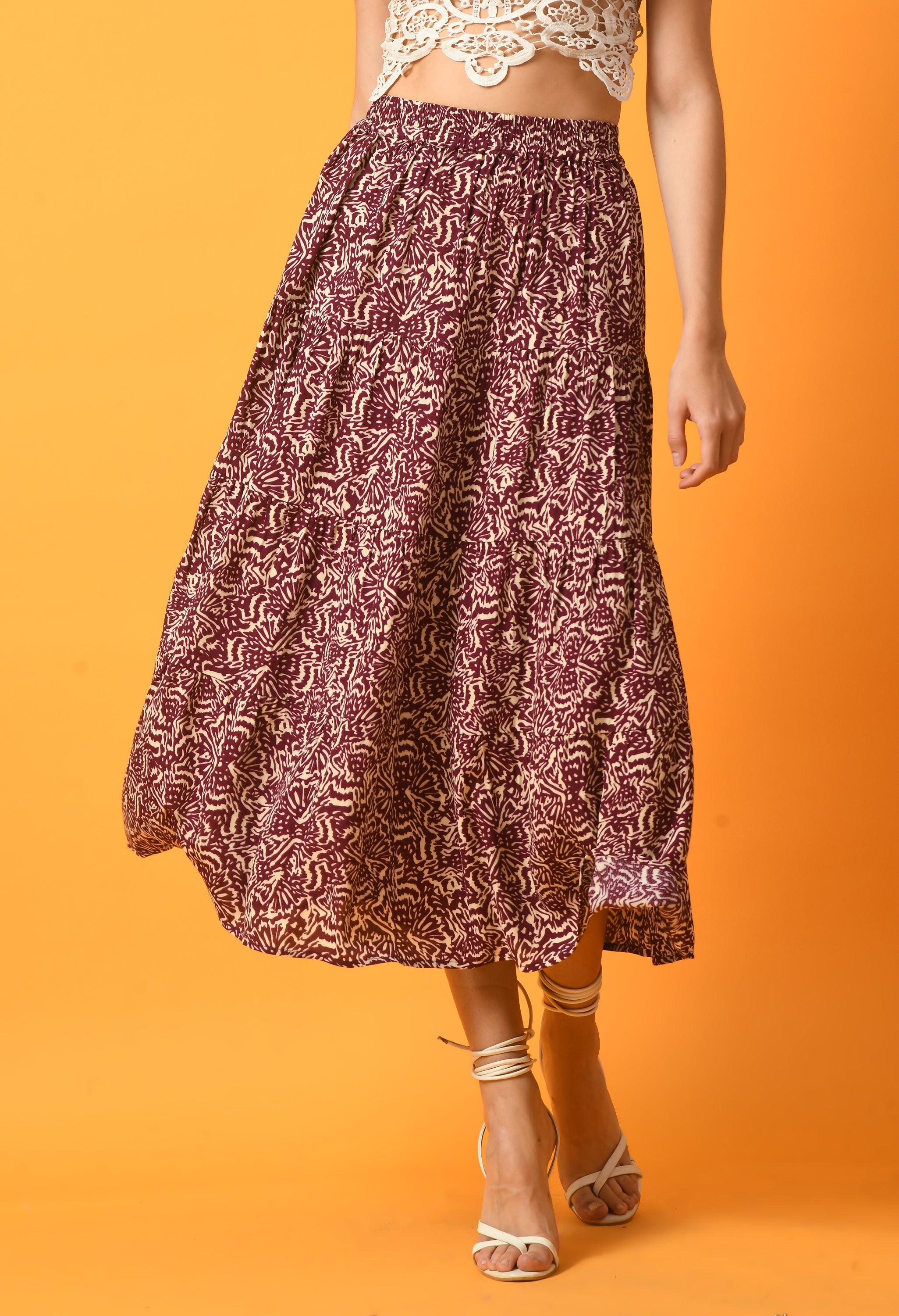 Printed Tiered Skirt