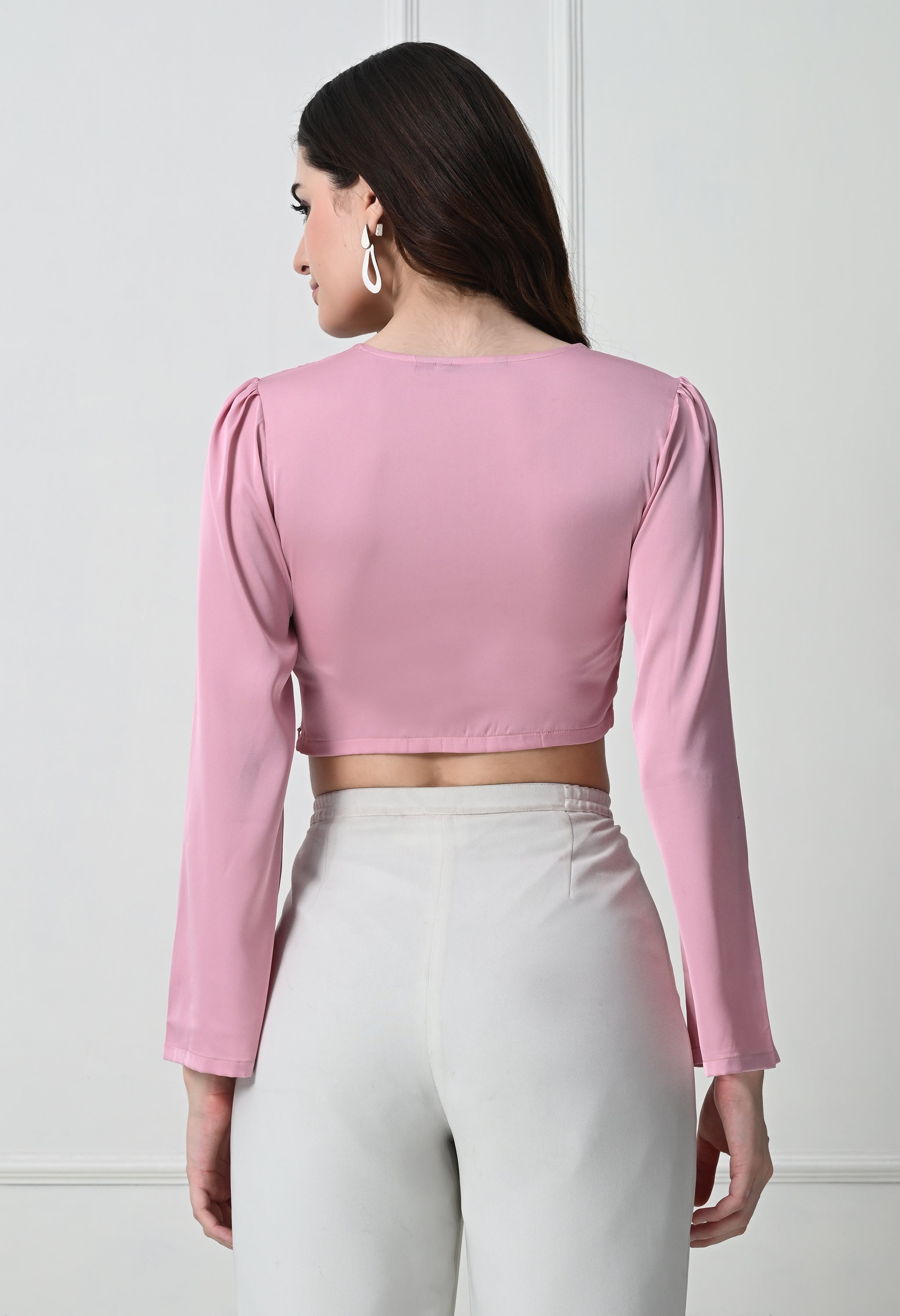 PINK BELL SLEEVE CROP TOP