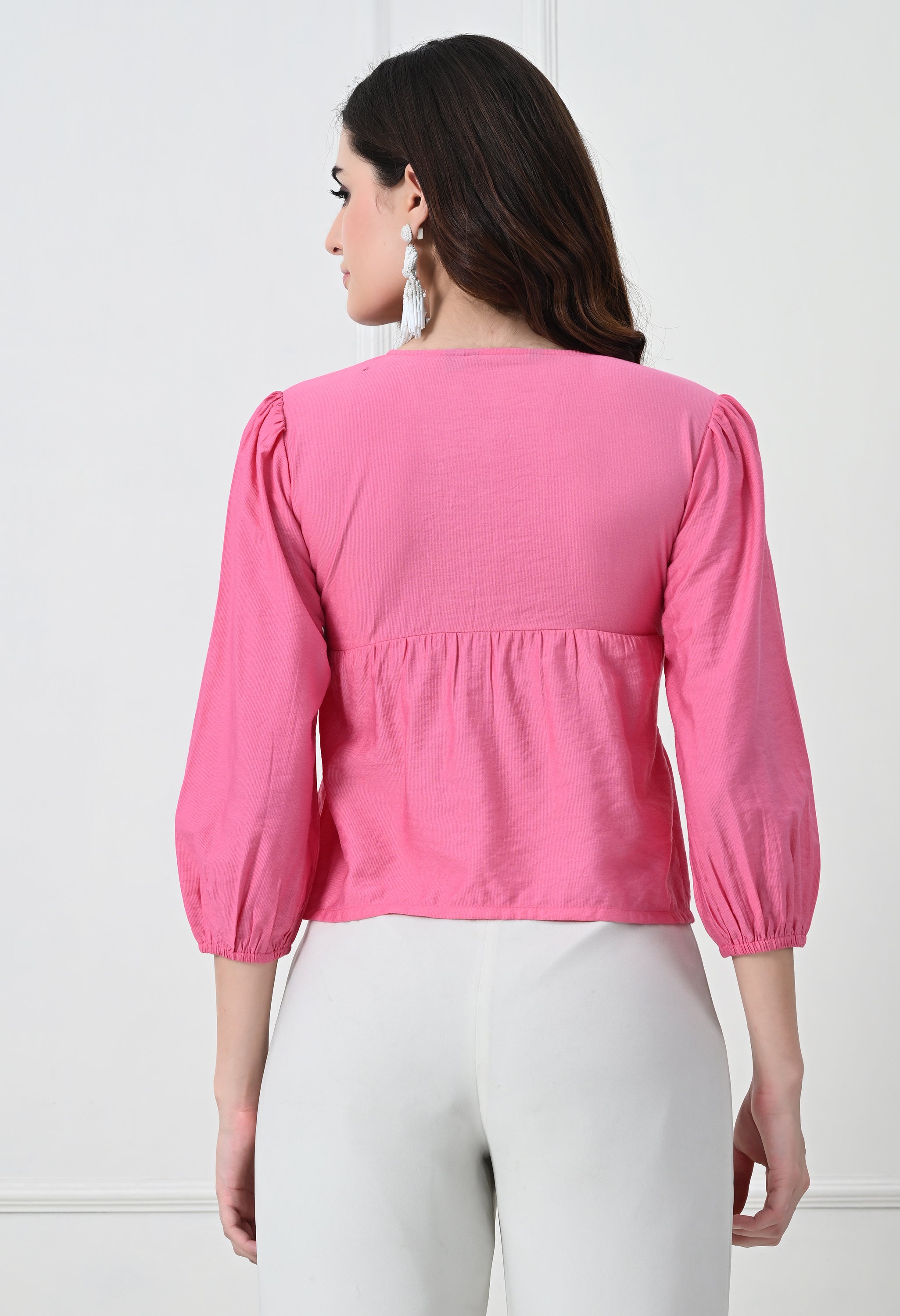 PINK PUFF SLEEVE TOP