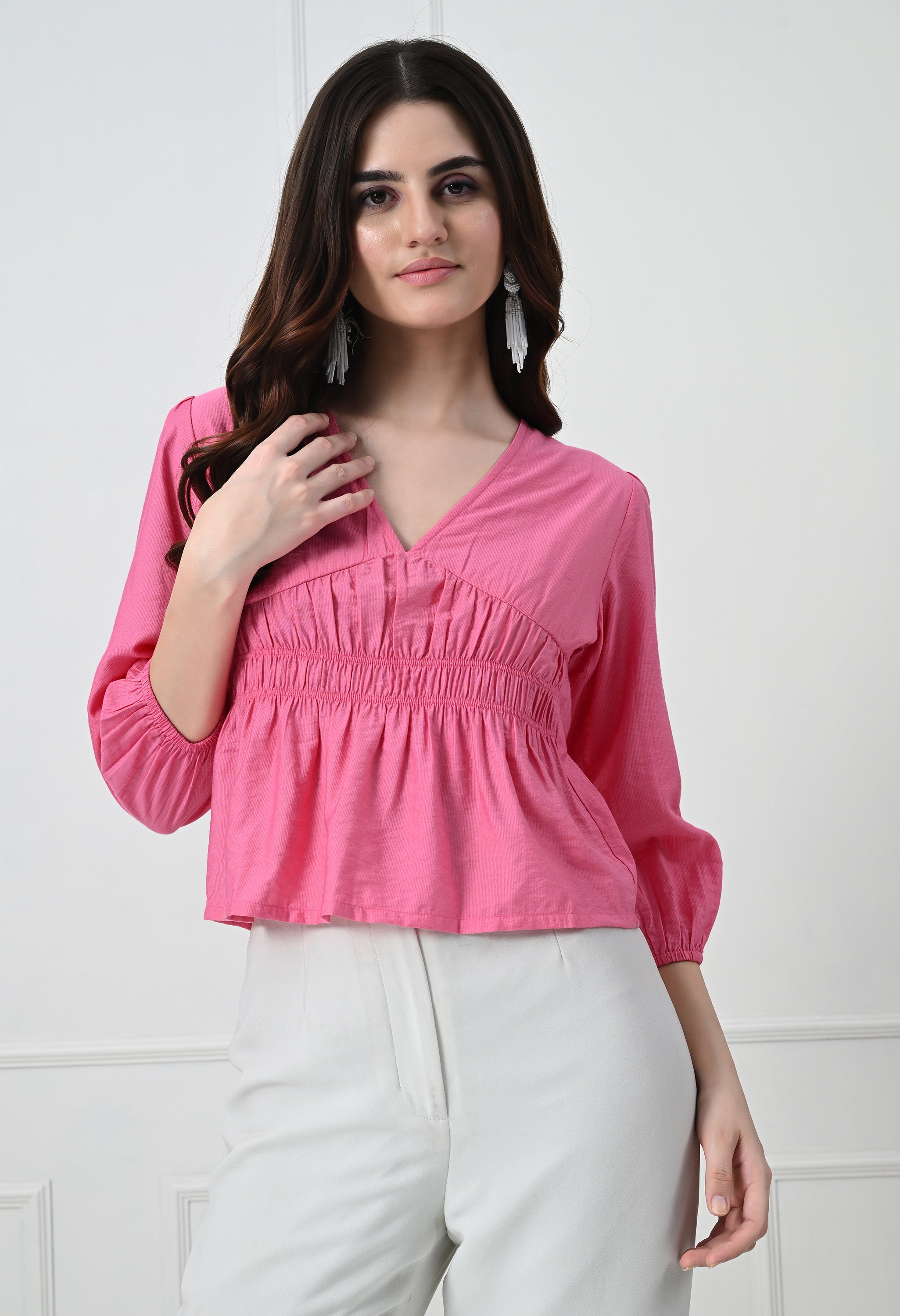 PINK PUFF SLEEVE TOP