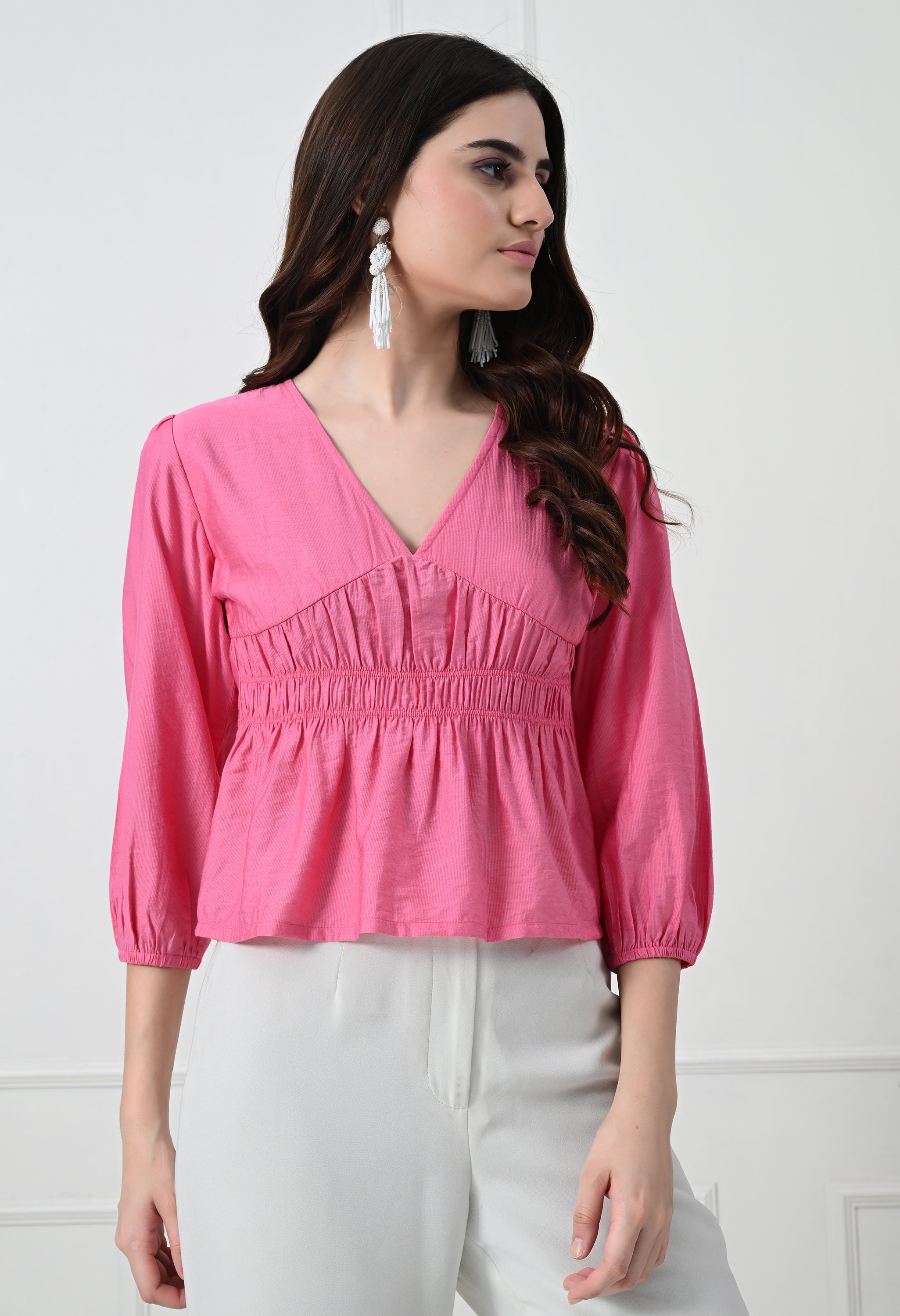 PINK PUFF SLEEVE TOP