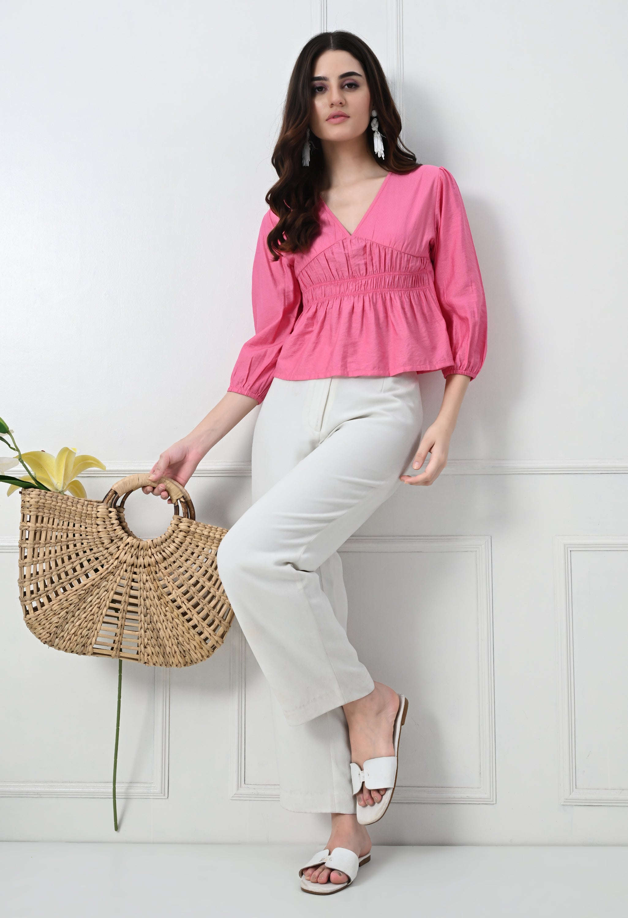 PINK PUFF SLEEVE TOP