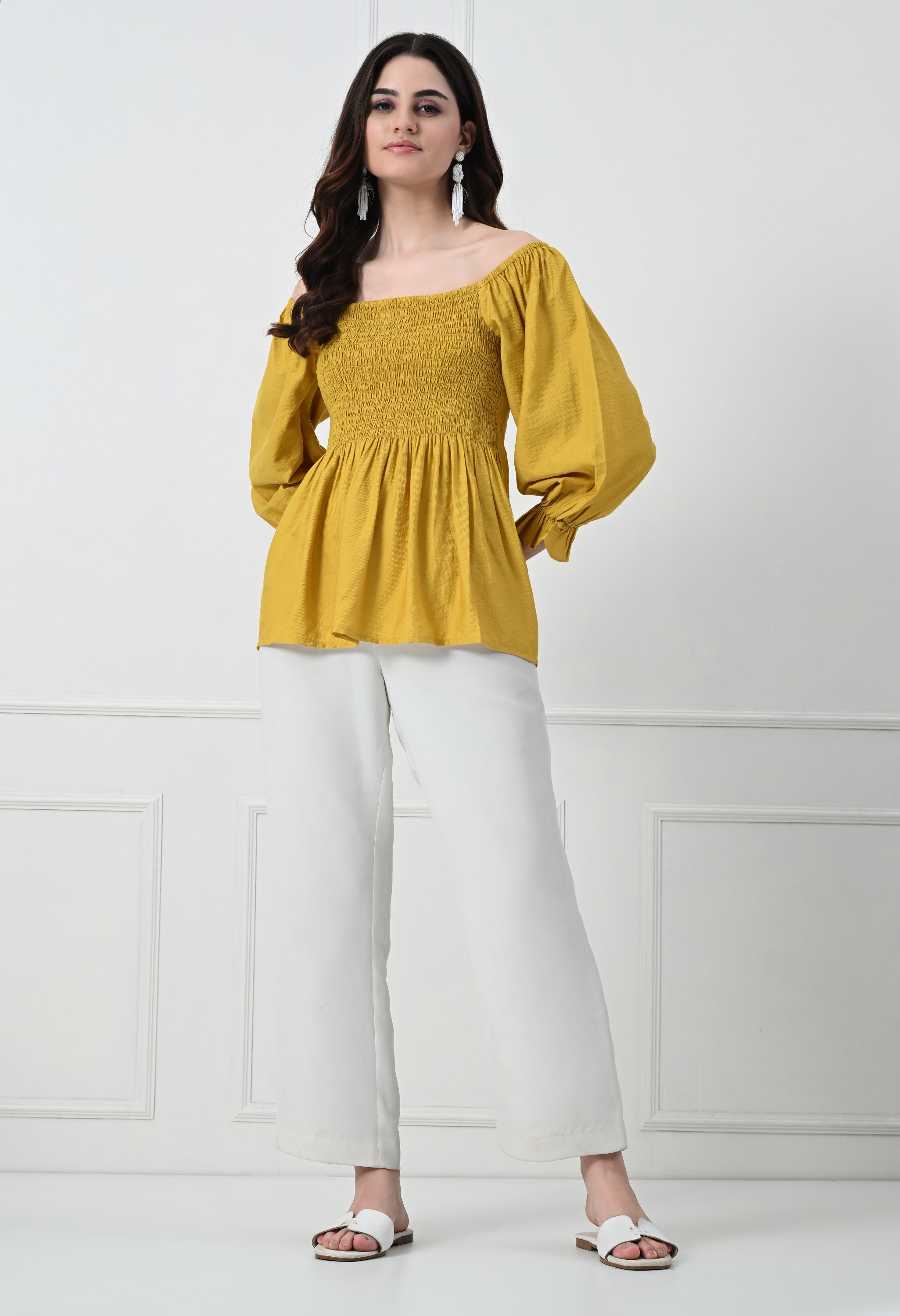 MUSTARD PEPLUM TOP