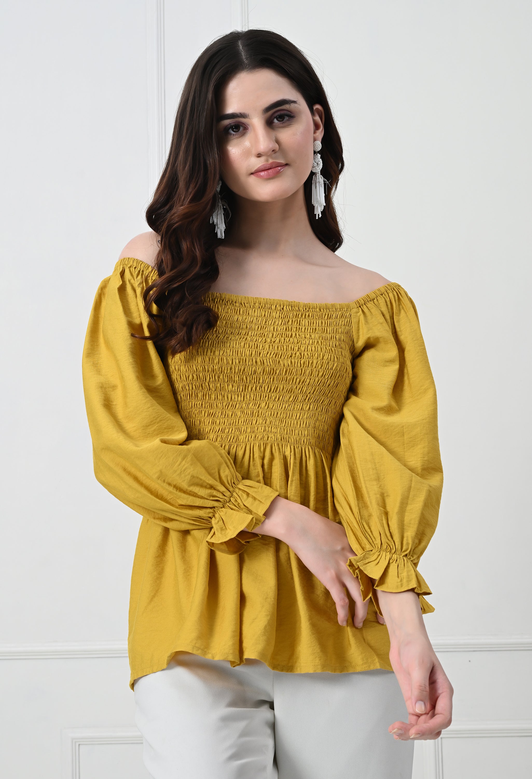 MUSTARD PEPLUM TOP