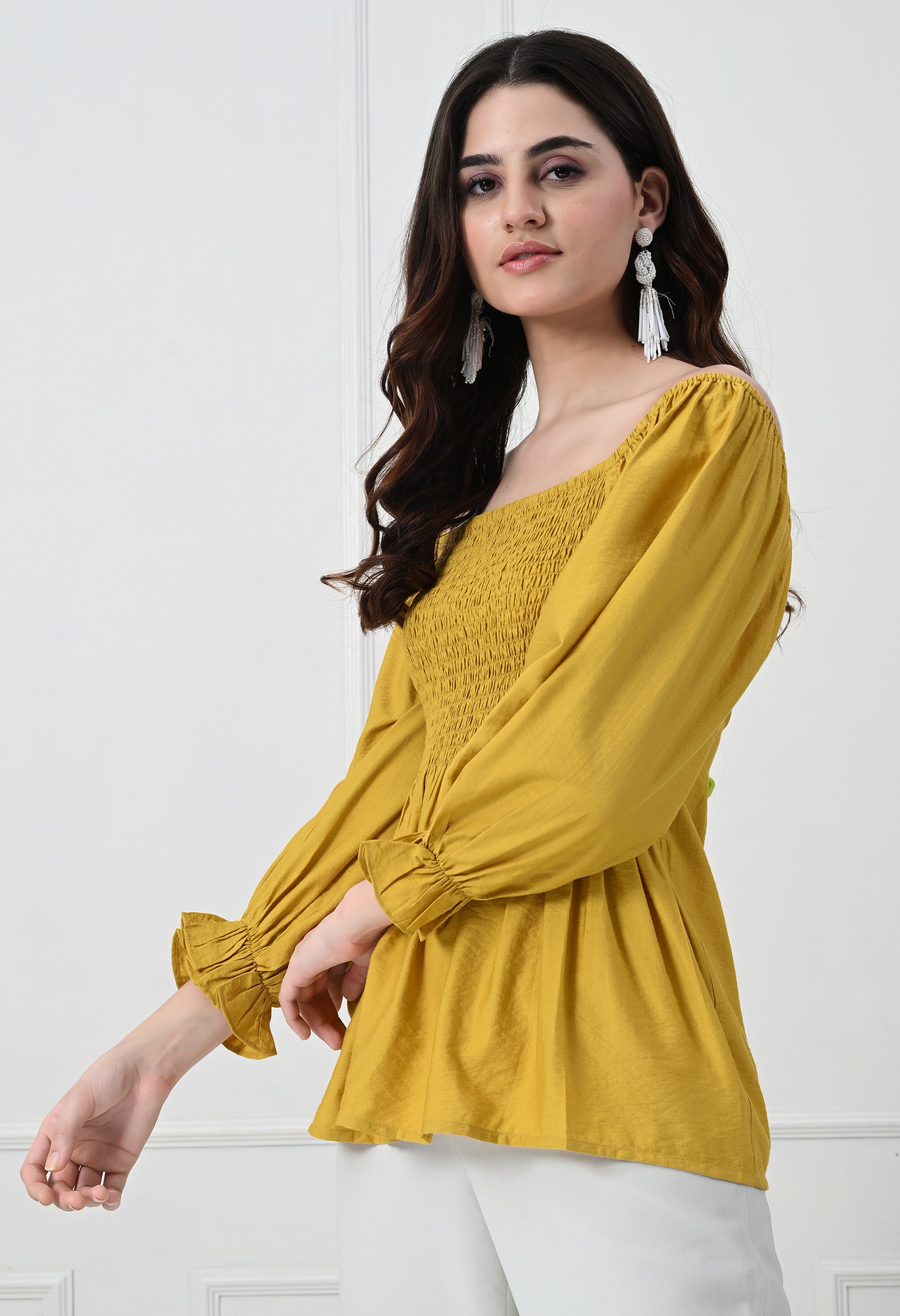 MUSTARD PEPLUM TOP