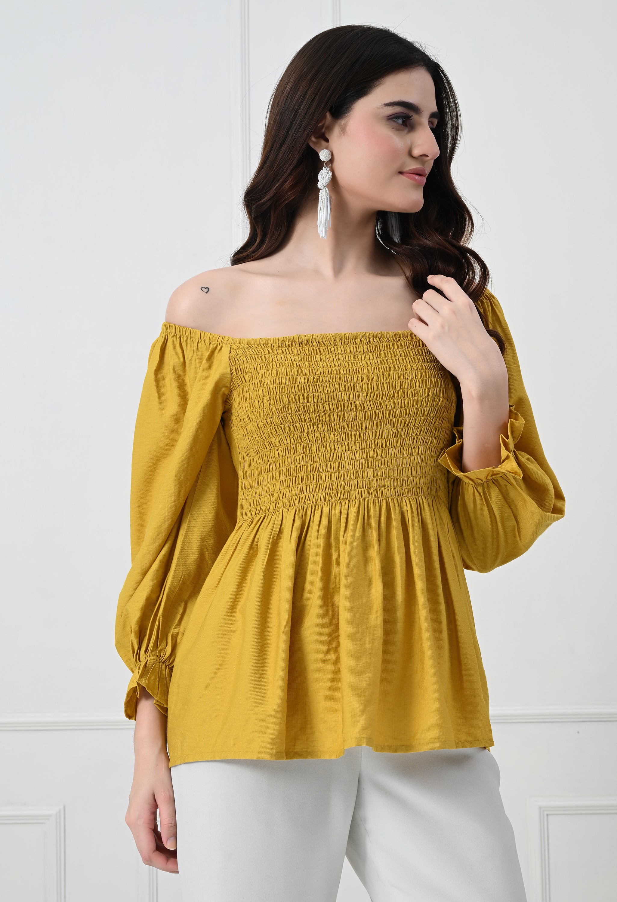 MUSTARD PEPLUM TOP