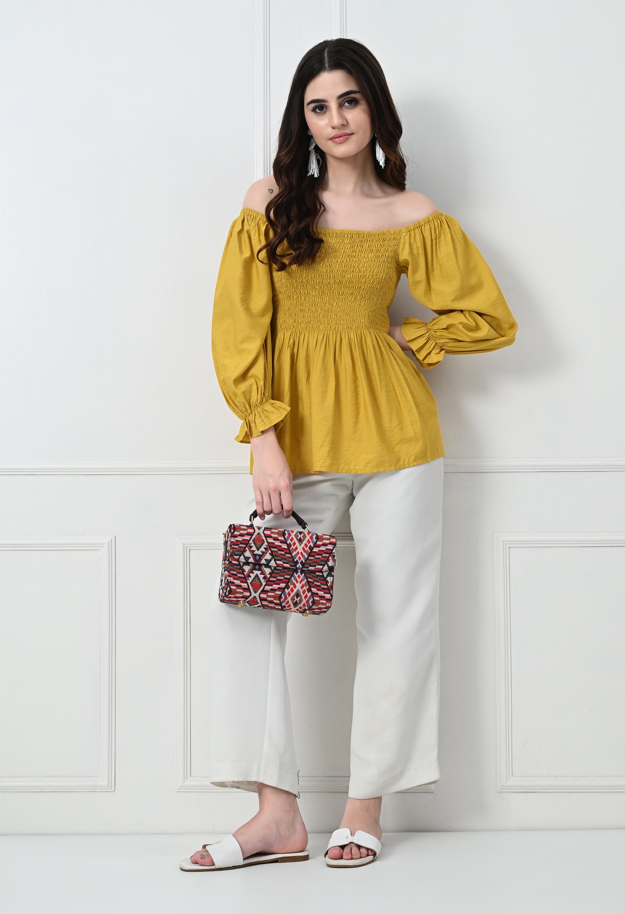 MUSTARD PEPLUM TOP