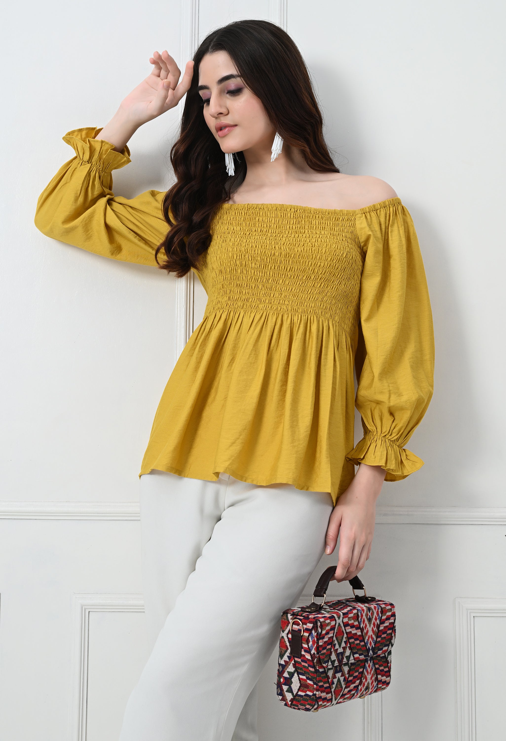 MUSTARD PEPLUM TOP