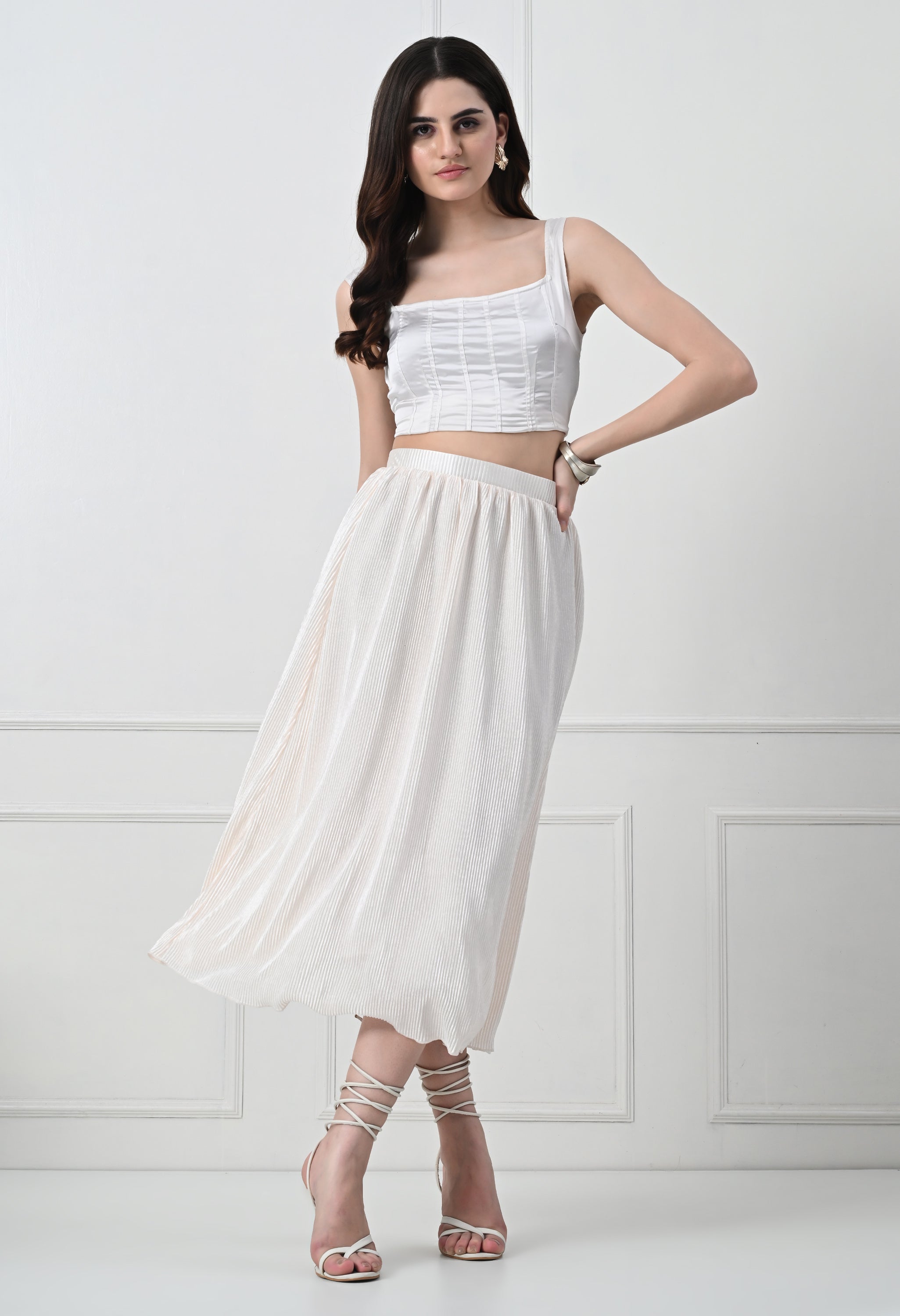 OFF WHITE PLEATED SKIRT