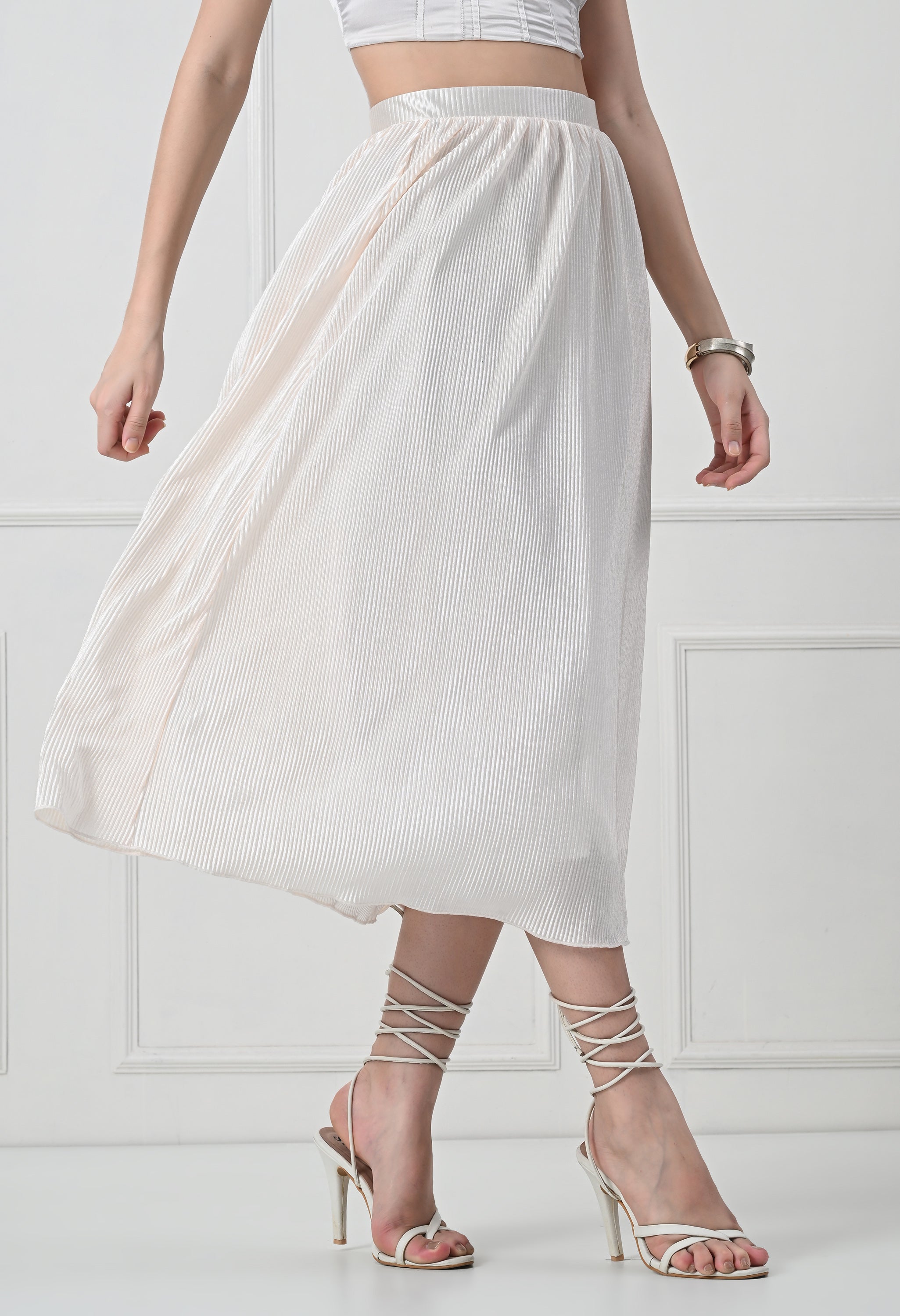 OFF WHITE PLEATED SKIRT