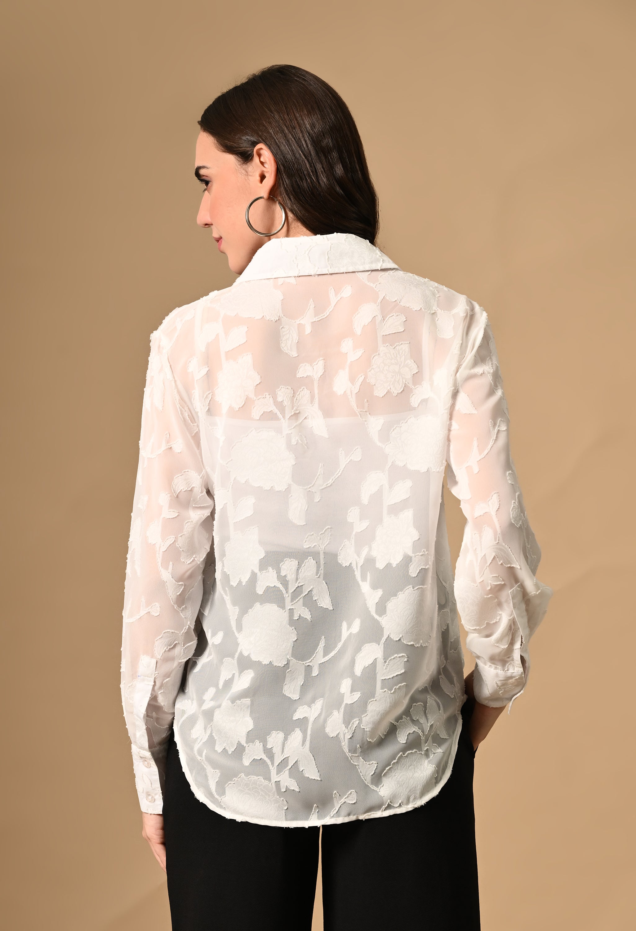 WHITE JAQUARD BLOUSE