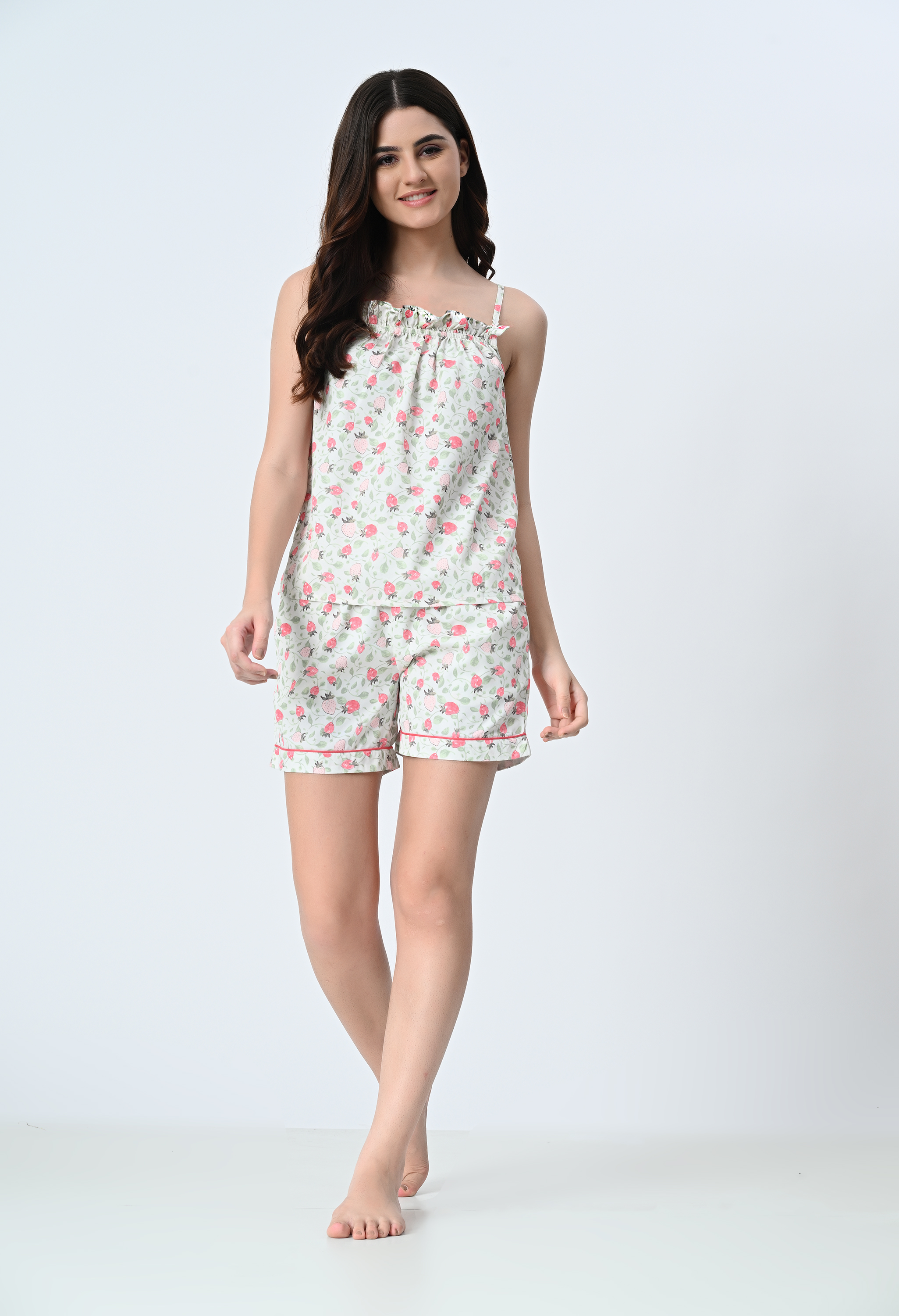 Strawberry Vines Nightwear Top with Shorts