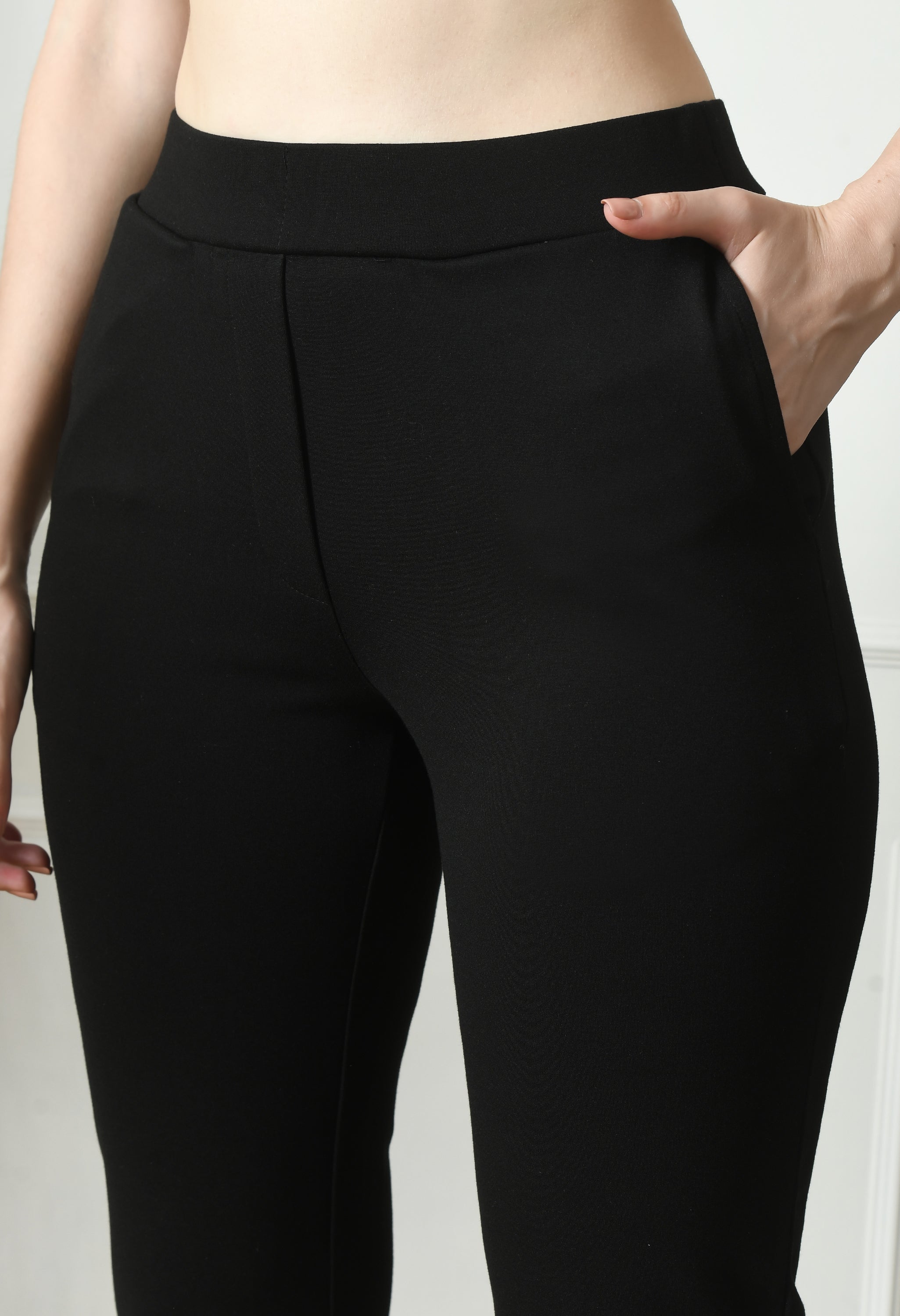 Black Bell Bottom Pants with Side Slit