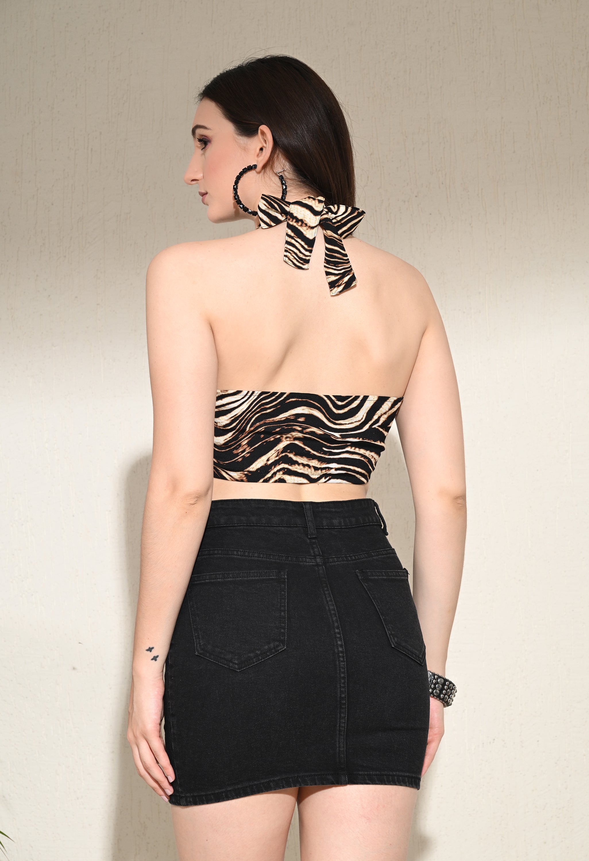 Halterneck Animal Print Crop Top