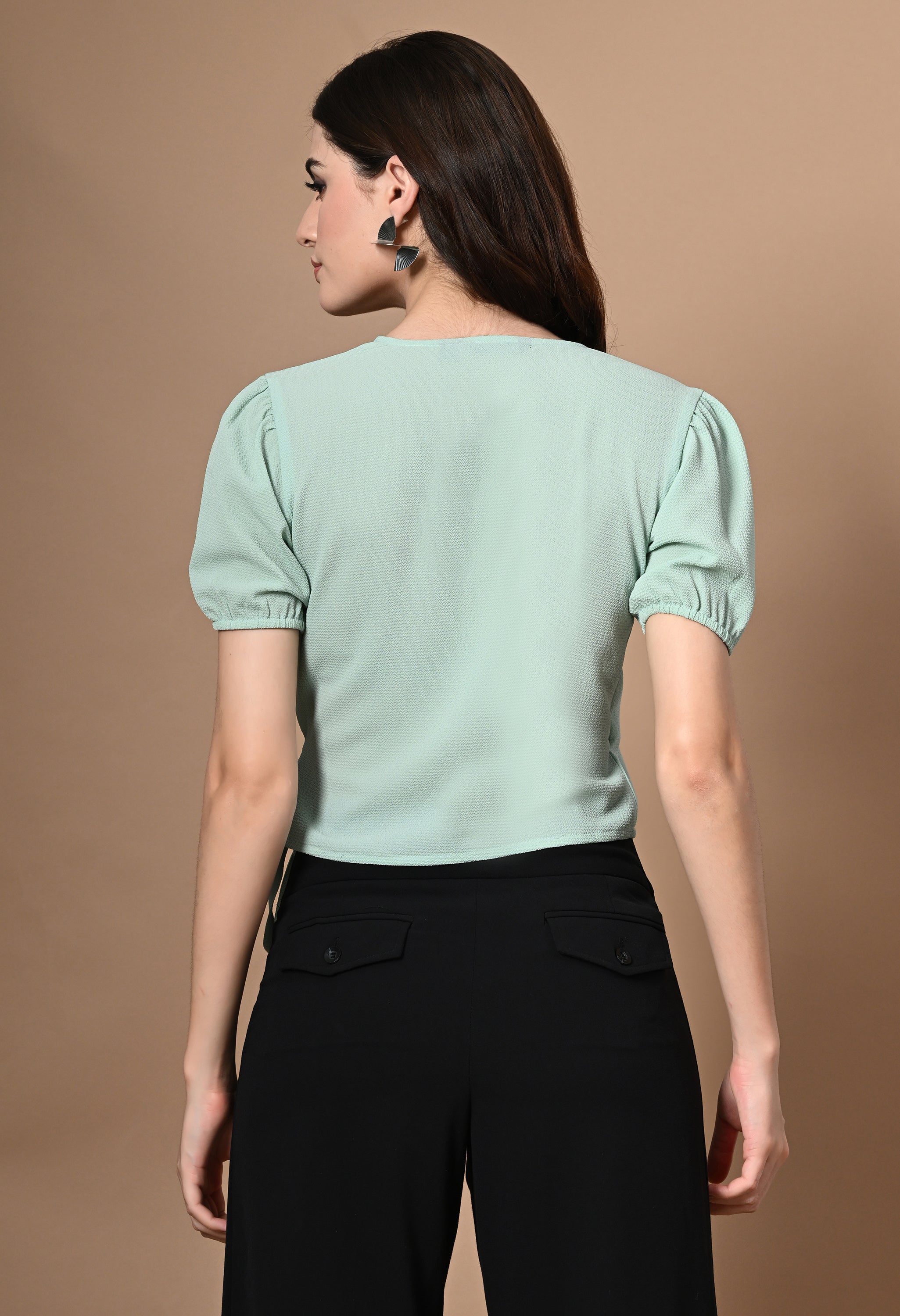 MINT GREEN WRAP TOP