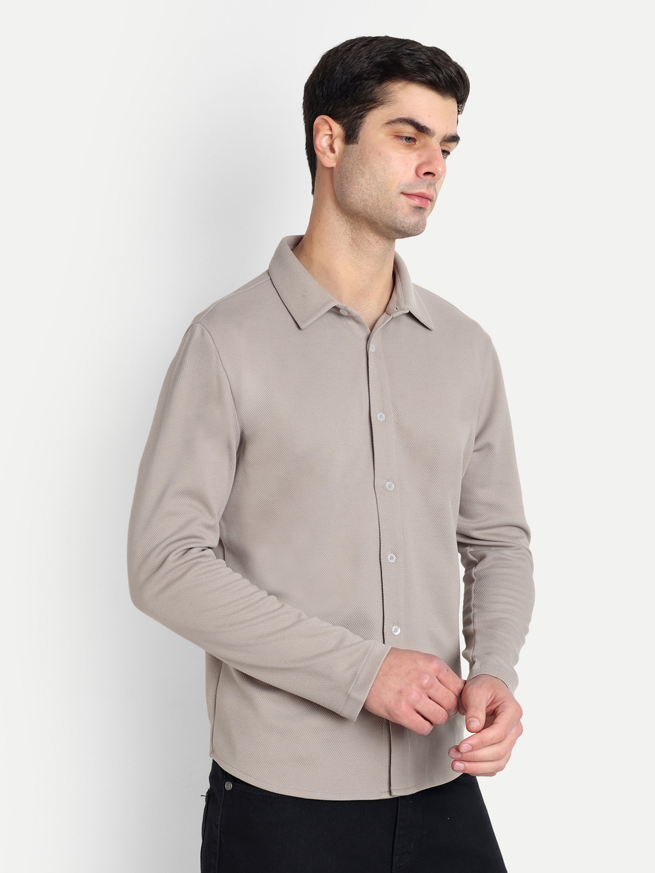 BUTTON-DOWN COLLAR SHIRT-BEIGE