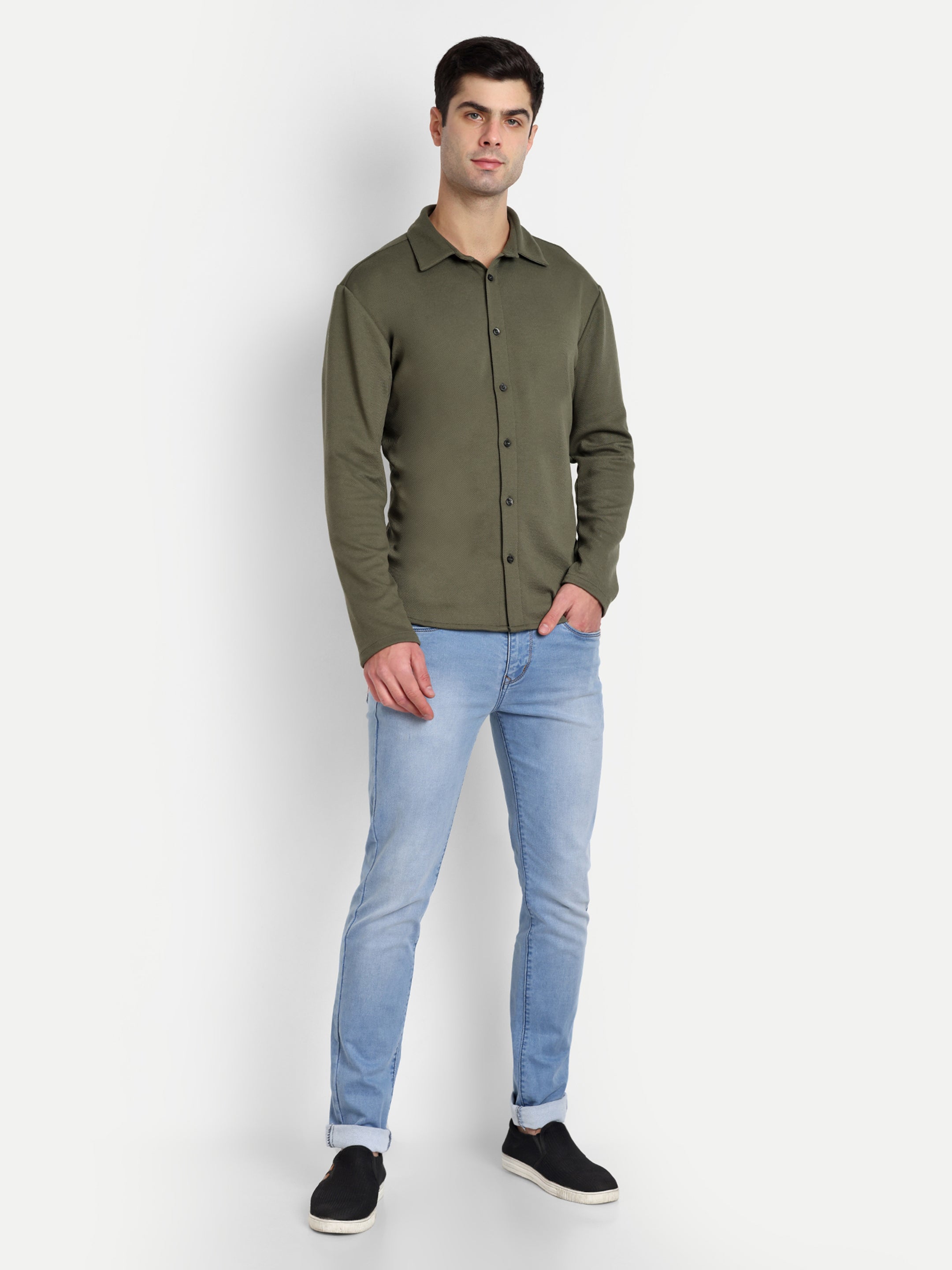 BUTTON-DOWN COLLAR SHIRT-GREEN