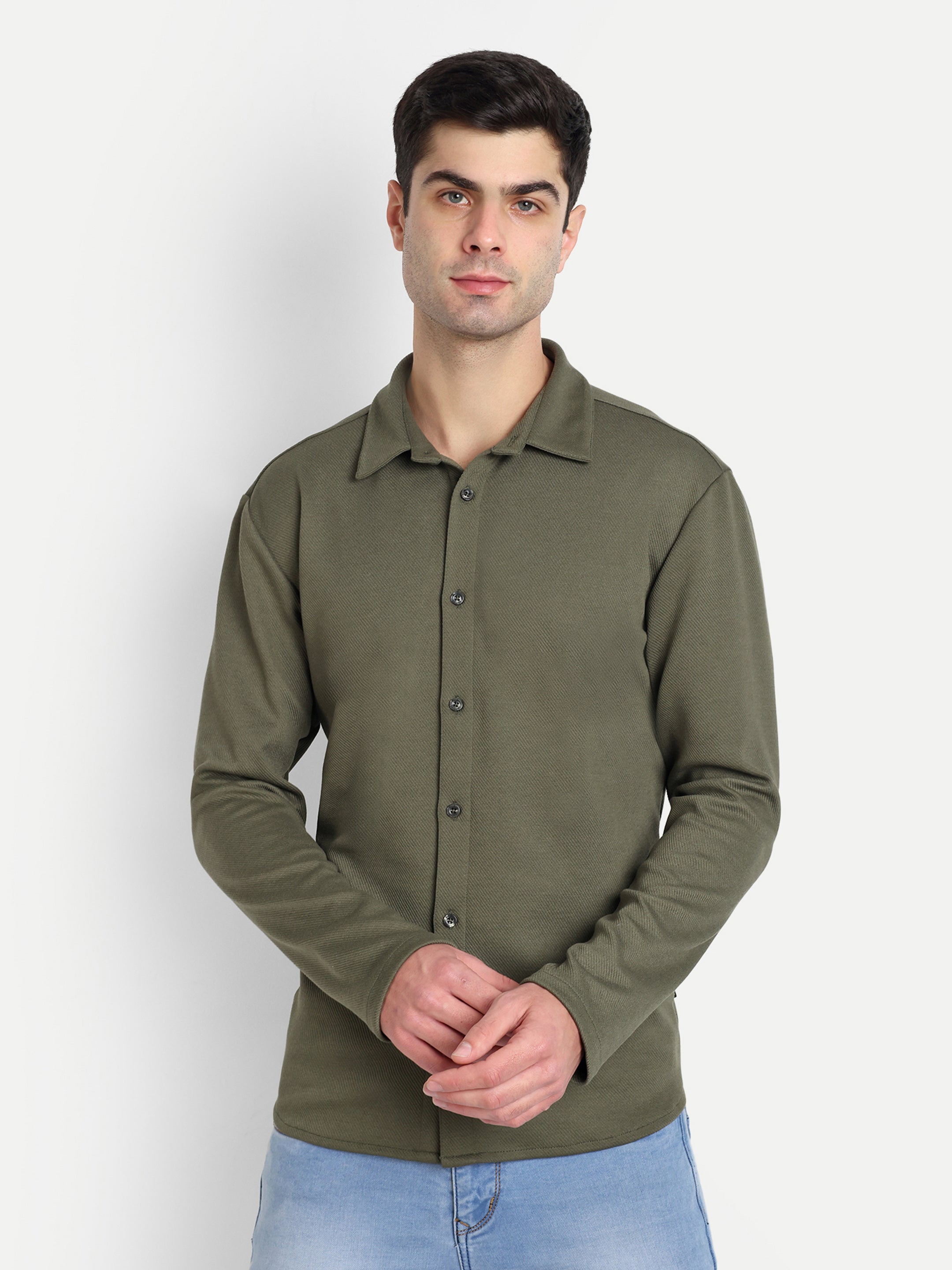 BUTTON-DOWN COLLAR SHIRT-GREEN