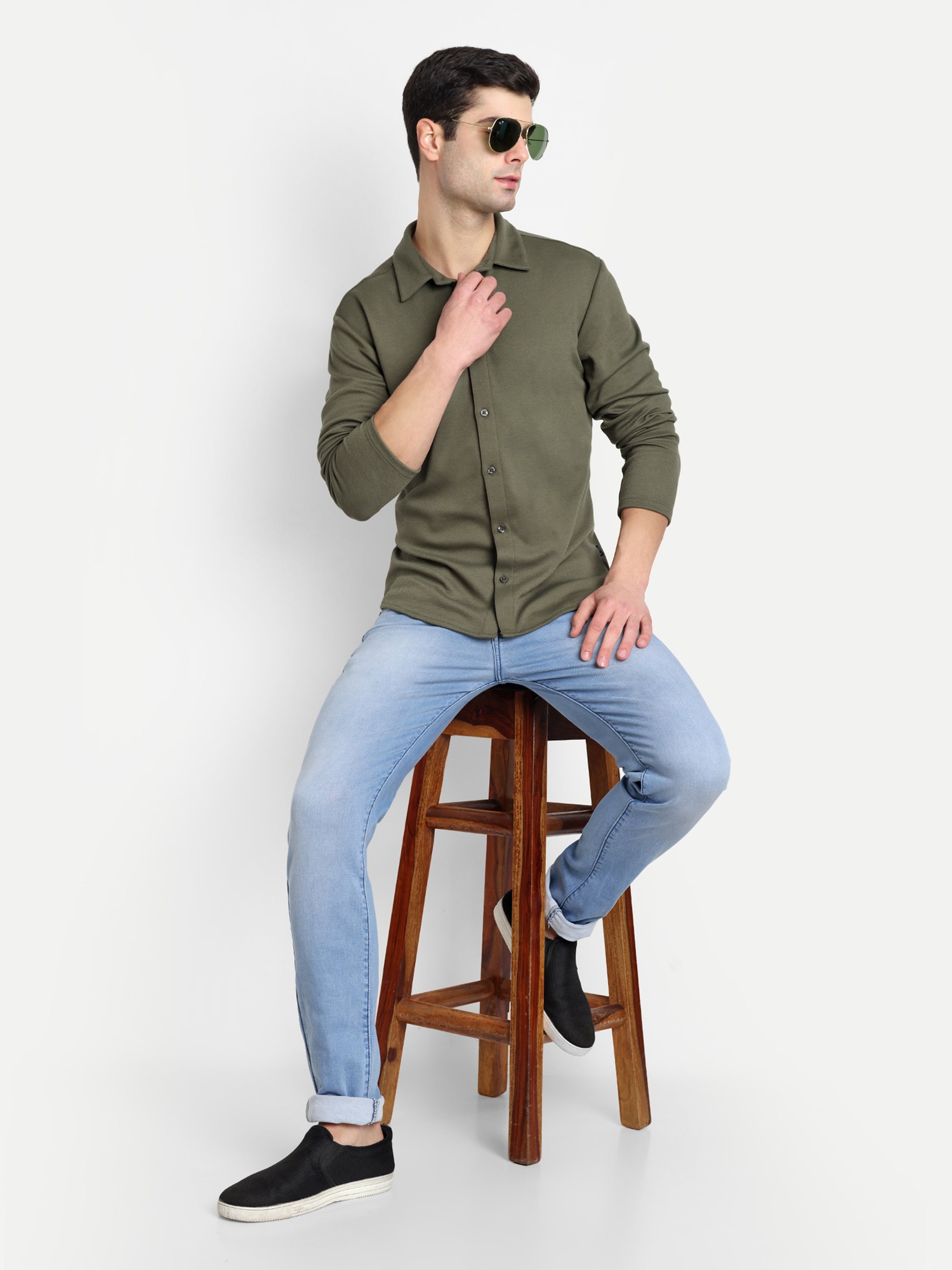 BUTTON-DOWN COLLAR SHIRT-GREEN