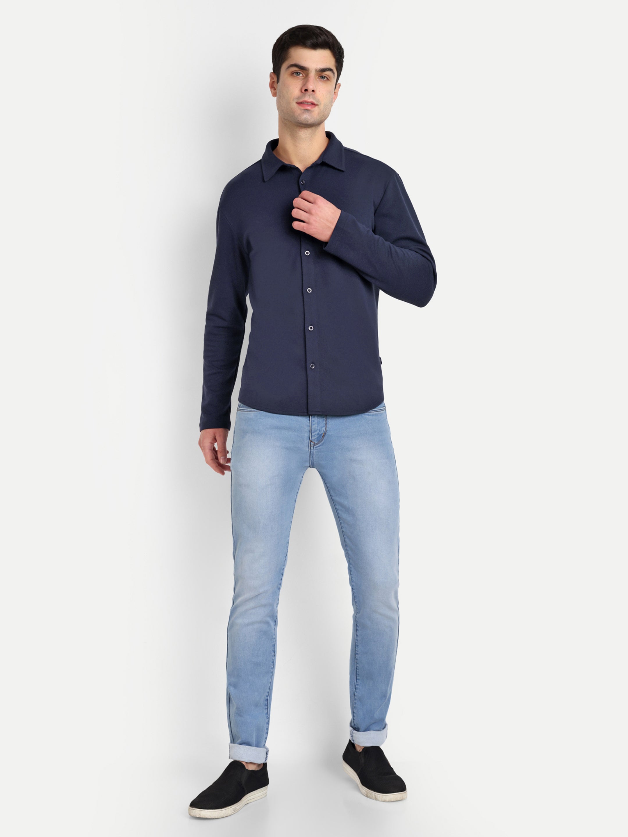 BUTTON-DOWN COLLAR SHIRT-NAVY