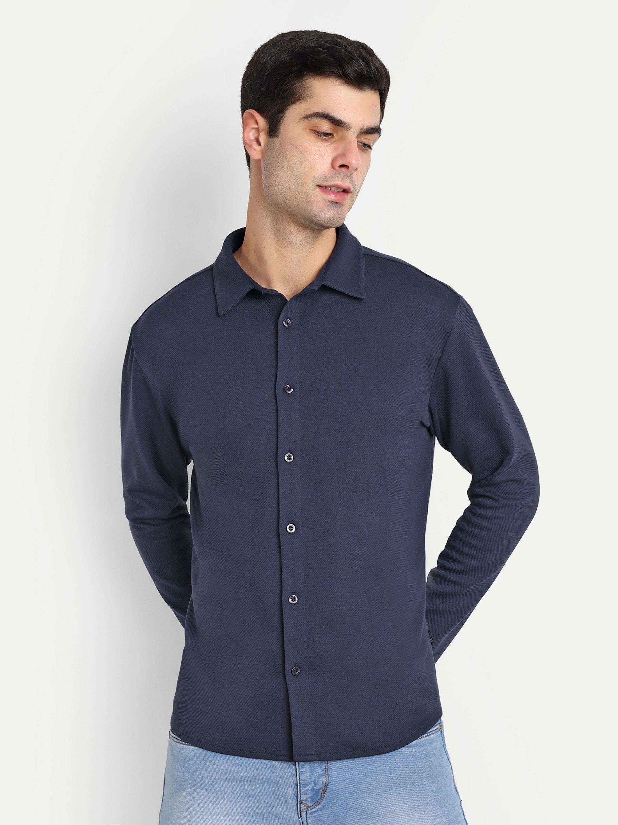 BUTTON-DOWN COLLAR SHIRT-NAVY