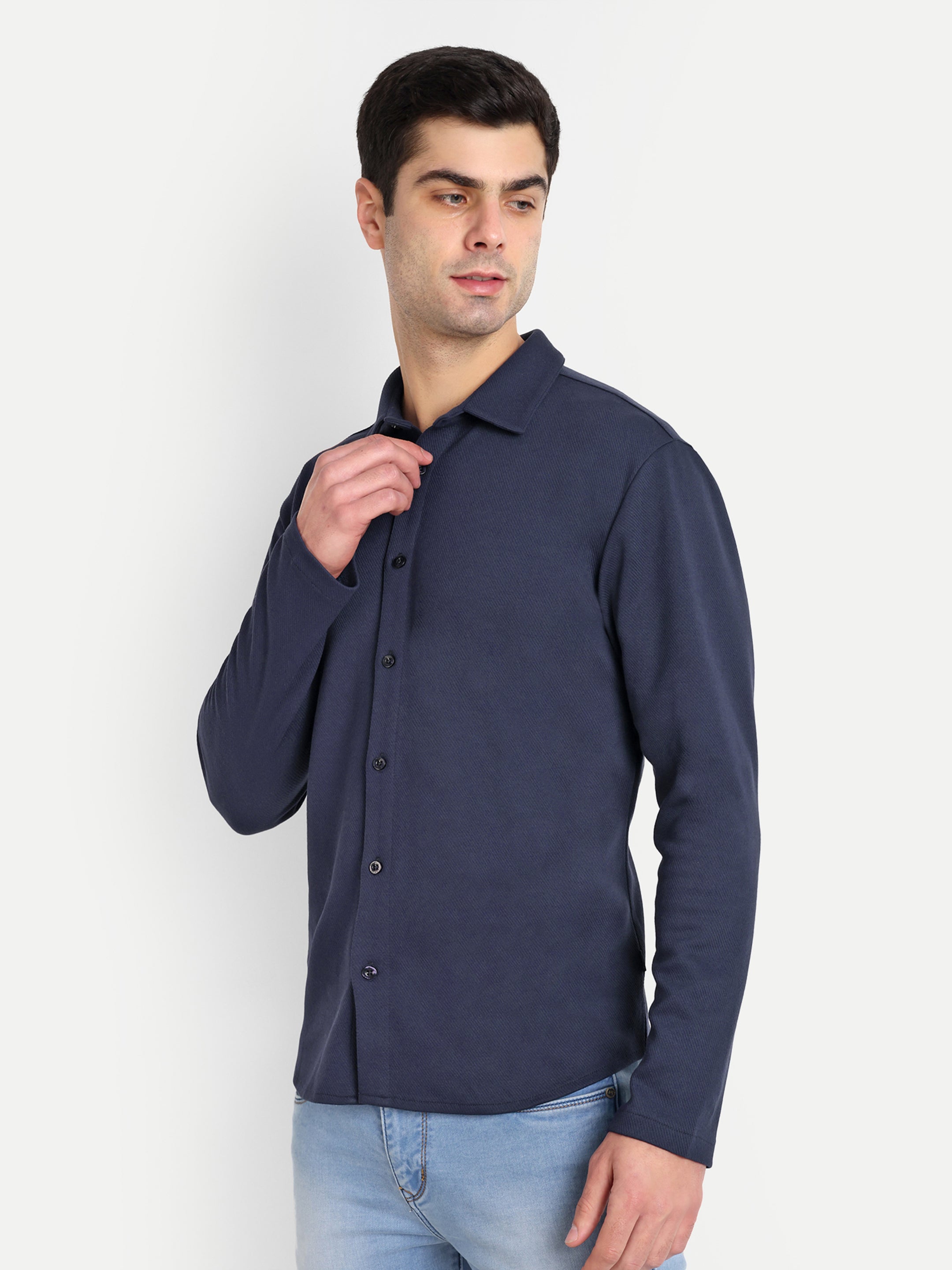 BUTTON-DOWN COLLAR SHIRT-NAVY