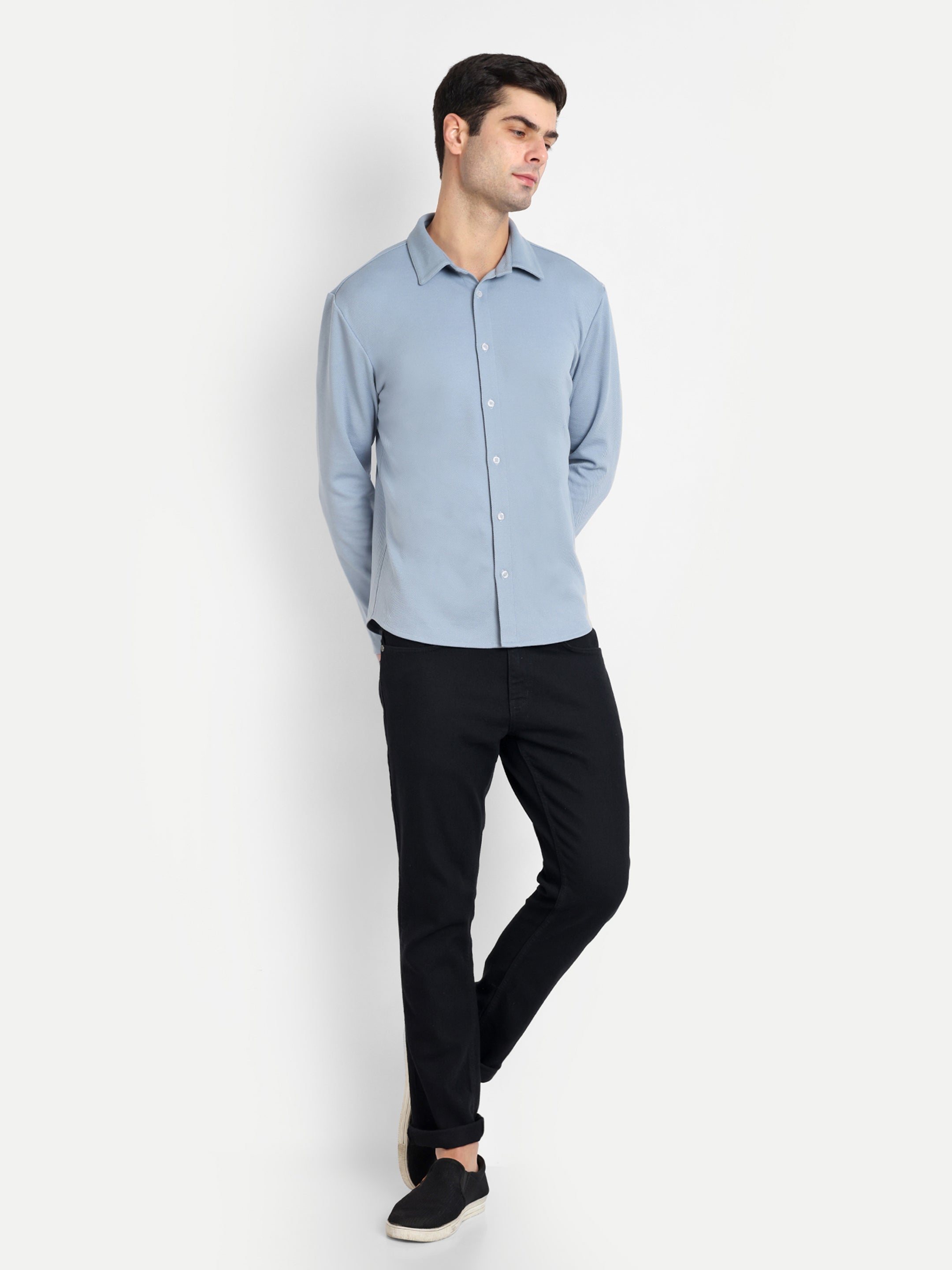 BUTTON-DOWN COLLAR SHIRT-SKY