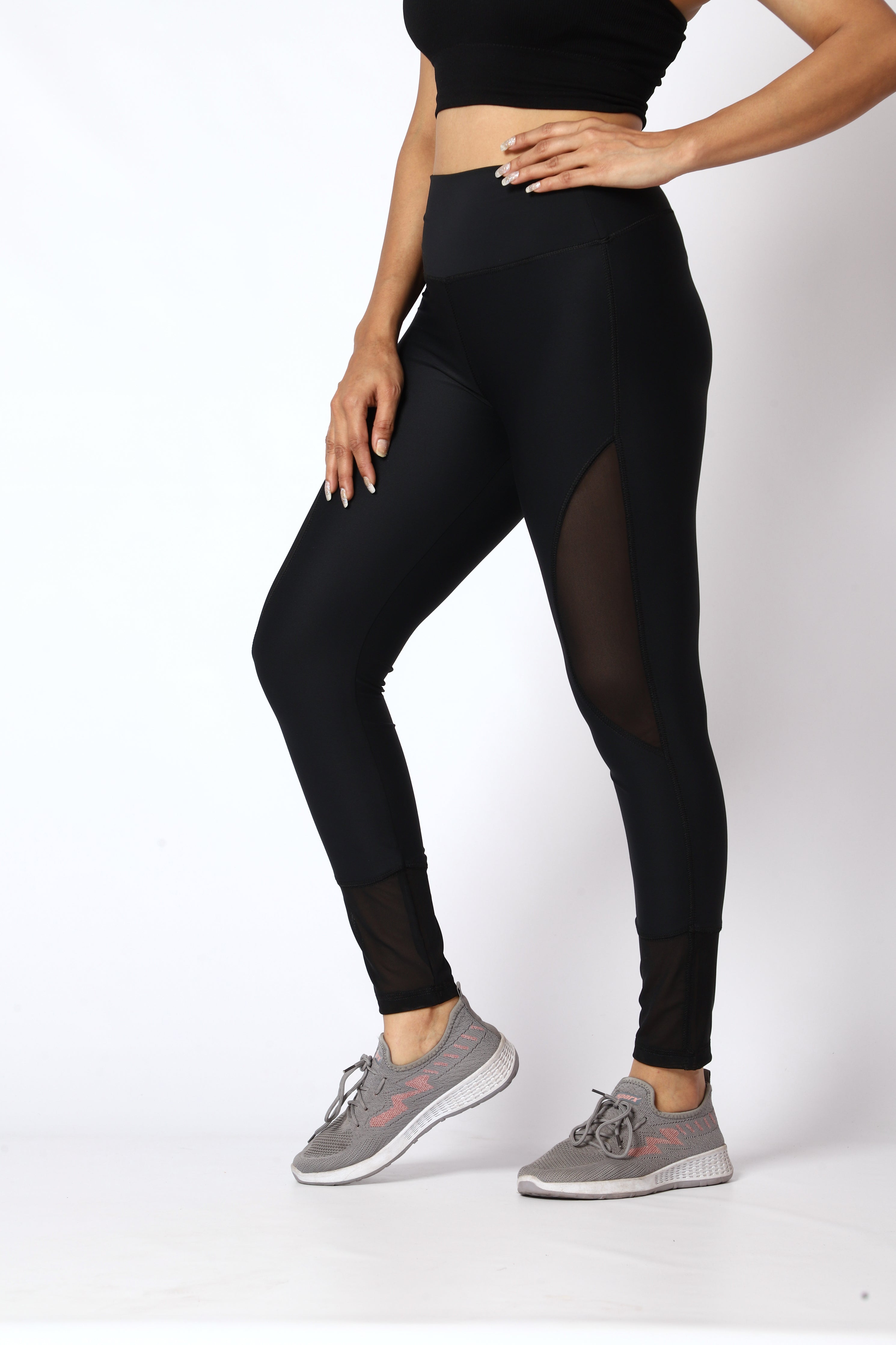 High Rise Mesh Cut Sew Legging