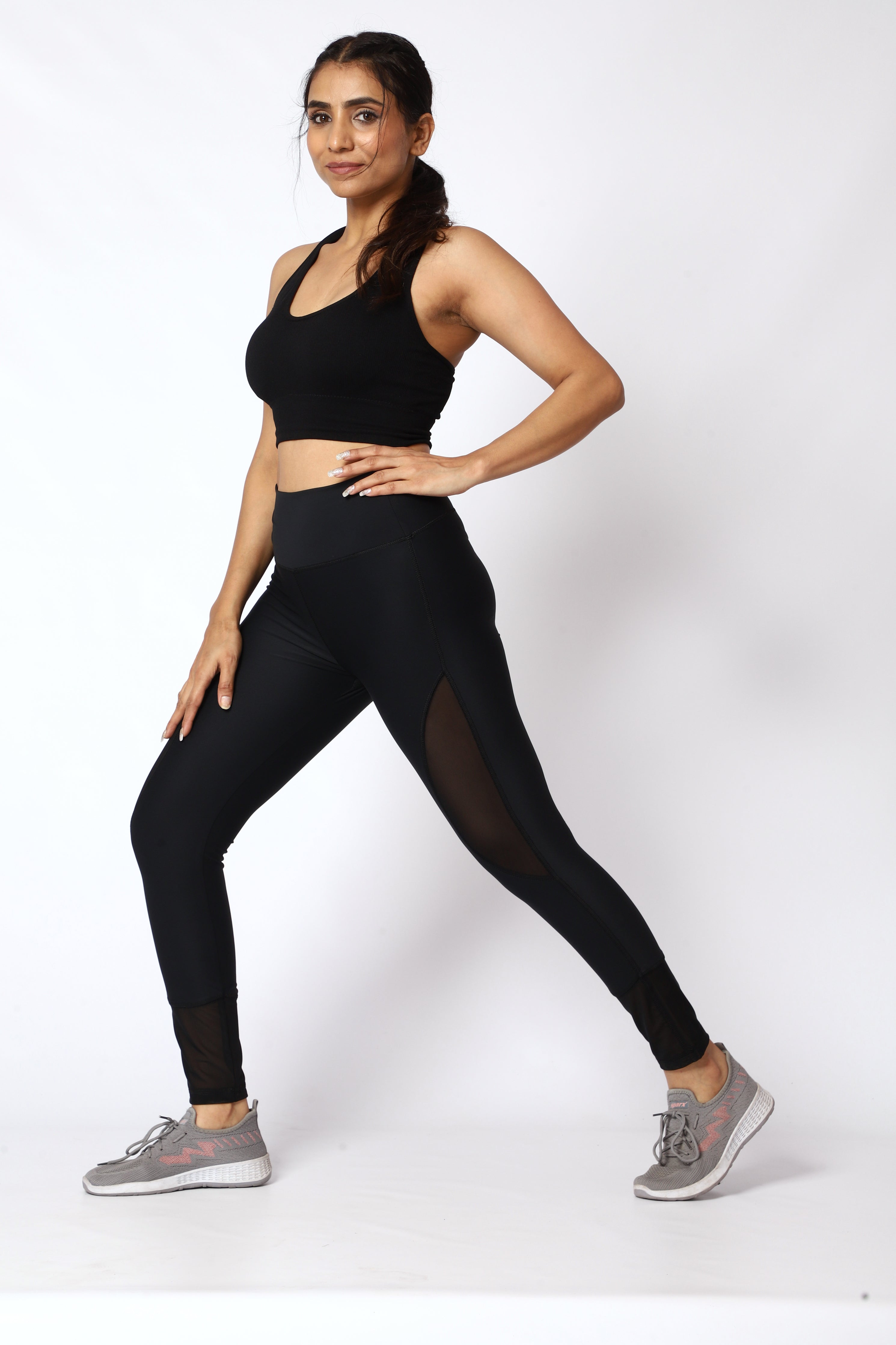 High Rise Mesh Cut Sew Legging