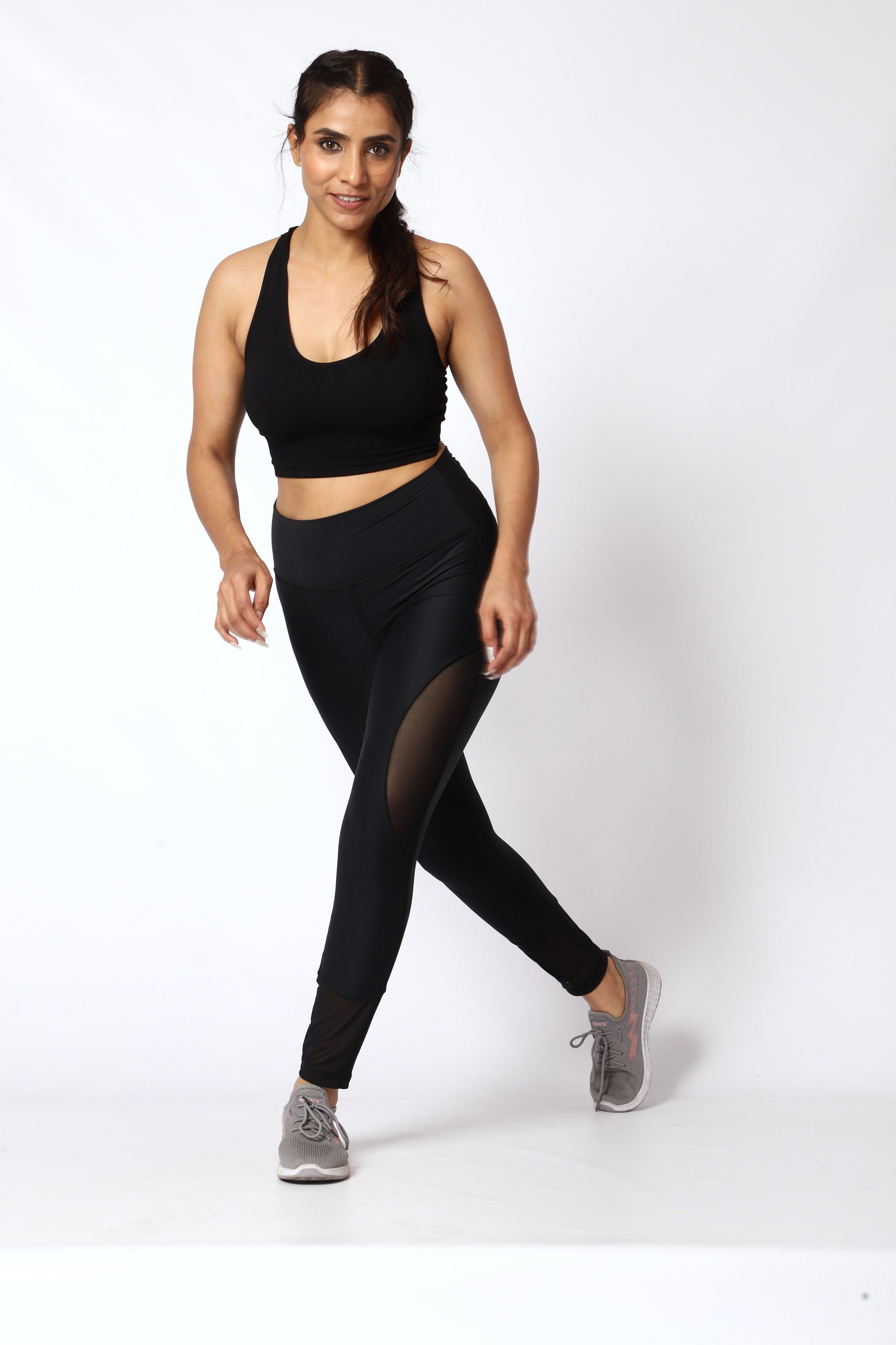 High Rise Mesh Cut Sew Legging